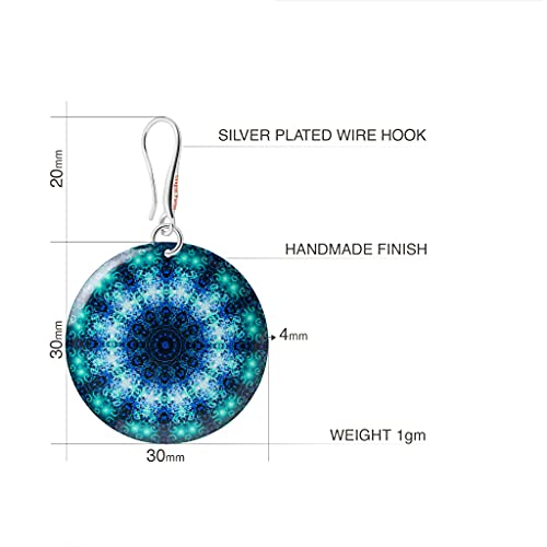 Detalle de Boho Grosse Rond Boucles d'Oreilles Pendantes Mandala Design Léger – Dragon Porter