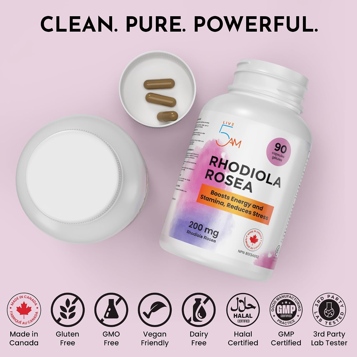 Thumbnail 3 de Live 5AM RRS-200|90 Rhodiola Rosea Capsules, 200 mg, 90 Count