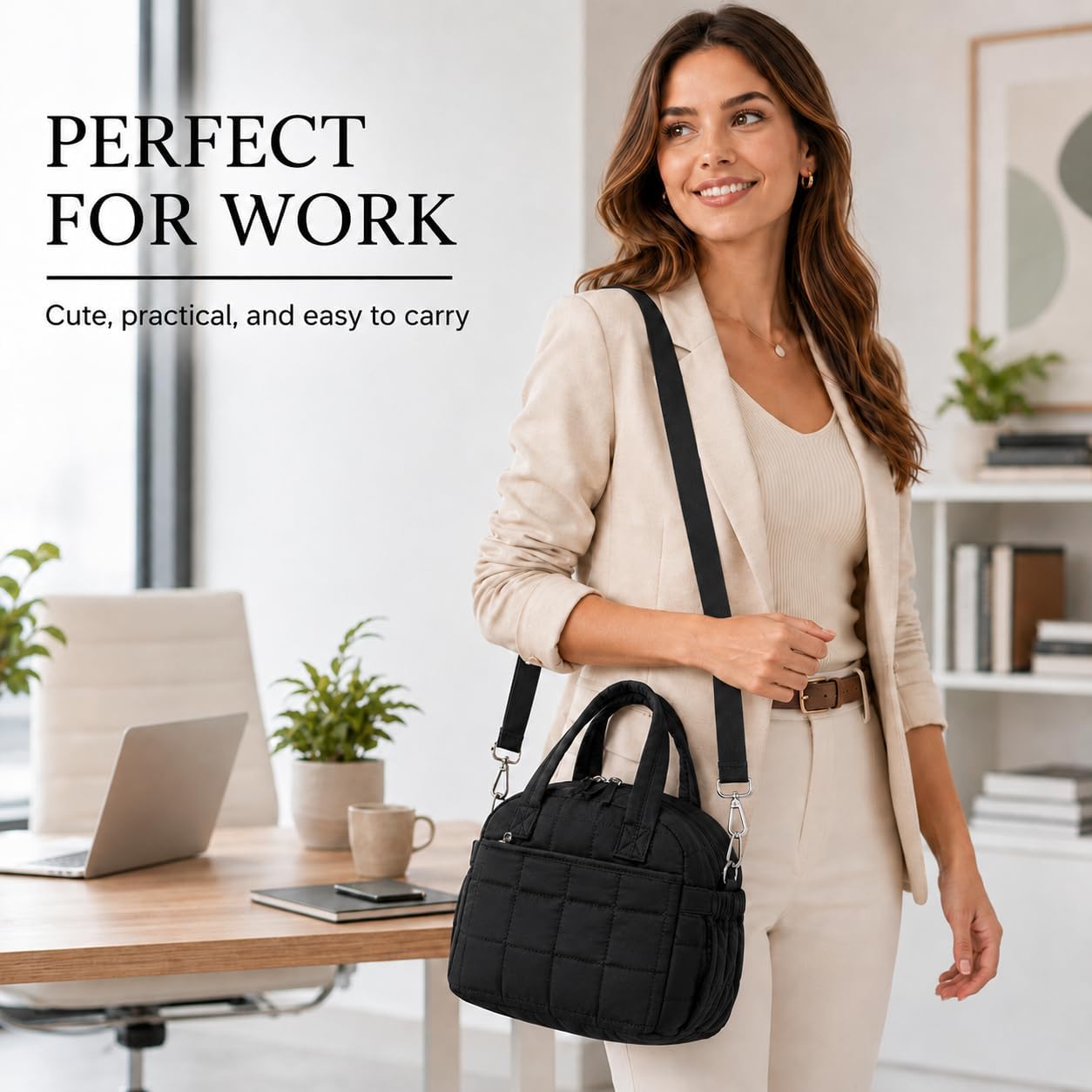 Thumbnail 1 de LEDAOU Quilted Insulated Lunch Bag for Women, 9L: Lightweight, Stylish, and Ready for Work, School, or Travel