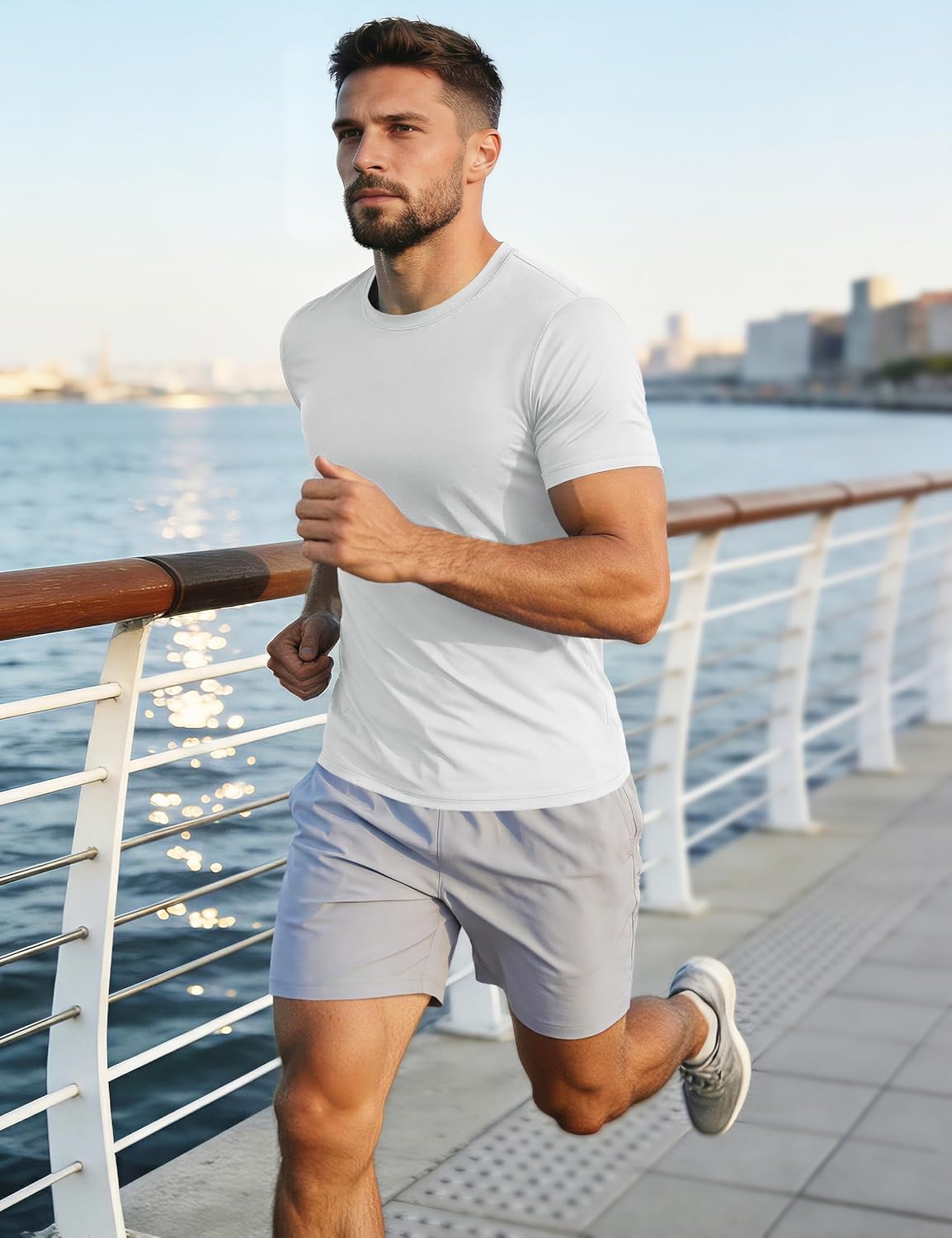 Detalle de MAGCOMSEN T-Shirt Sportive da Uomo: Rashguard UPF 50+ ad asciugatura rapida per outdoor e surfing