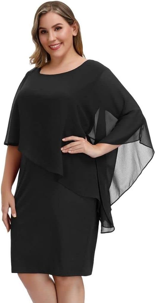 Detalle 2 de Chiffon Cocktailkleid mit Cape US 12, Hanna Nikole