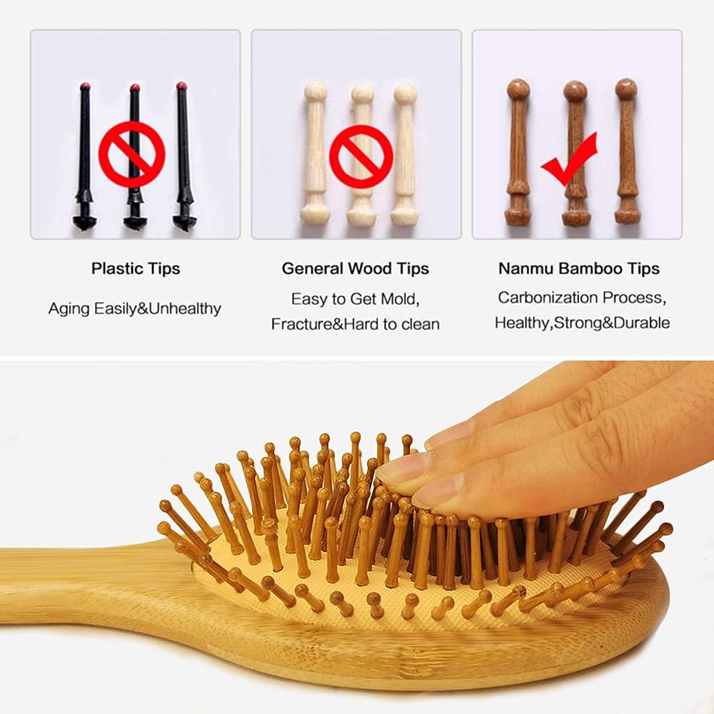 Thumbnail 2 de Spazzola per capelli in bambù naturale con effetto massaggio e antistatica