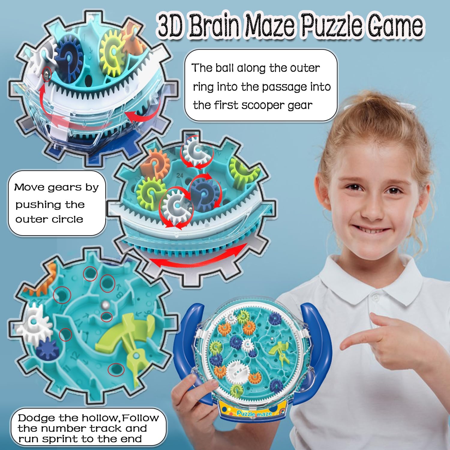 Detalle 2 de JRD&BS WINL 3D Labyrinth Spiel Puzzle (Blau)