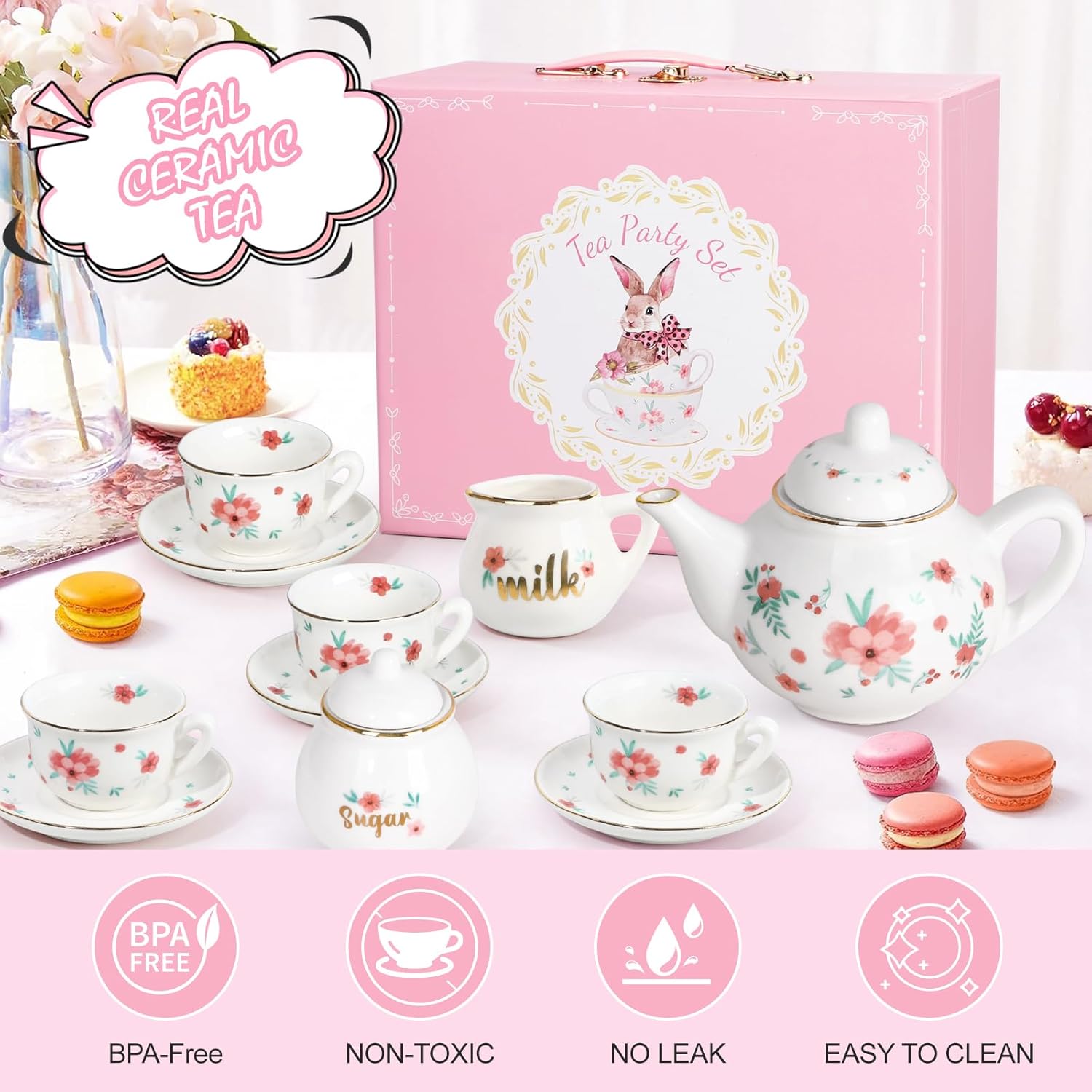 Detalle de Porcelain Tea Set for Girls: Princess Tea Time Playset