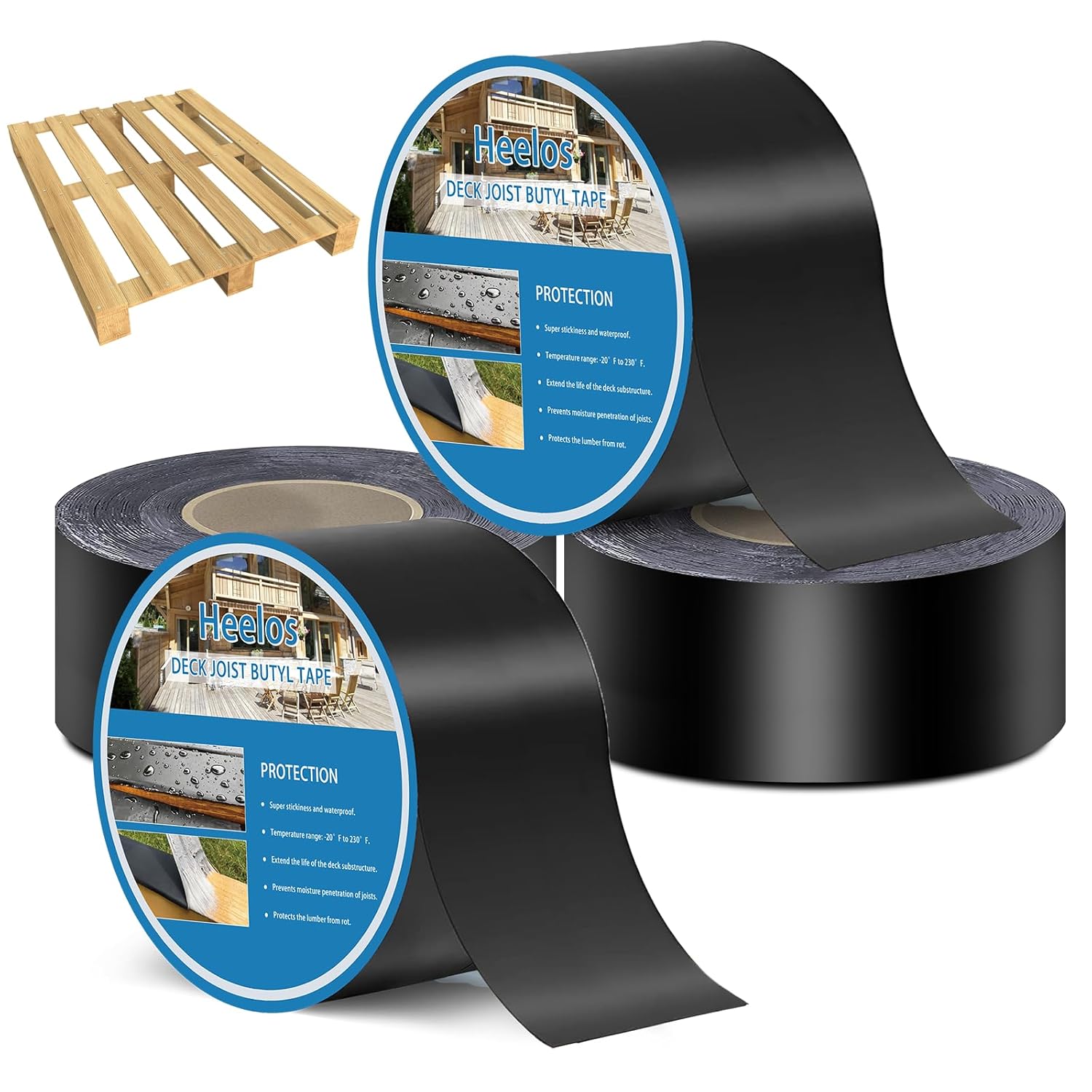 Detalle de Heelos Butyl Adhesive Tape 3''x50' (4 Pack) for Deck Joists