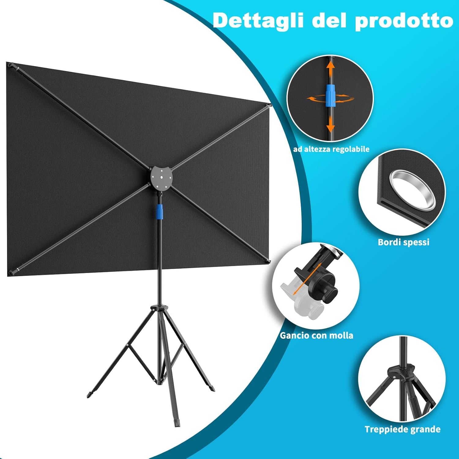 Thumbnail 2 de VISULAPEX 80" ALR: schermo per proiettore su treppiede 16:9 con telo grigio