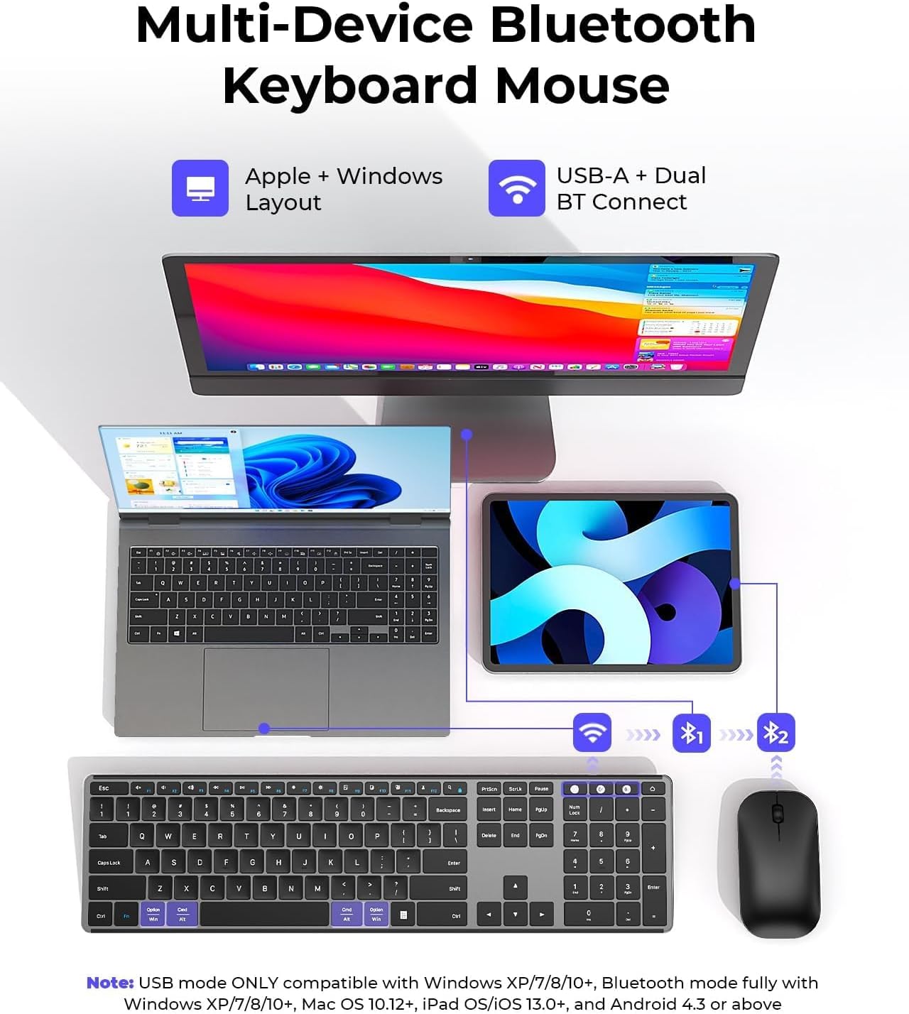 Detalle 2 de seenda SKM64-3 Wireless Keyboard Mouse Combo 200h