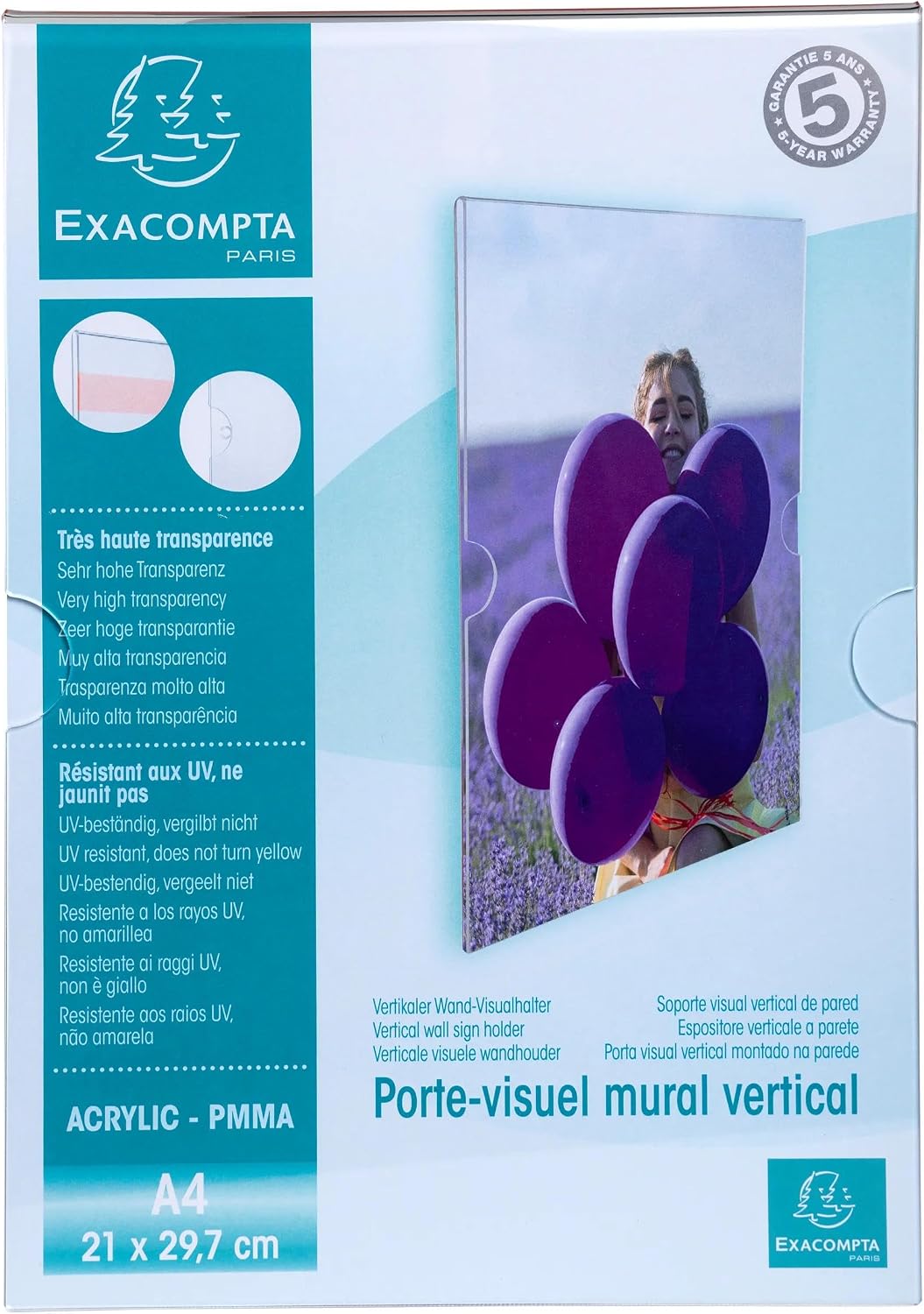 Imagen de Exacompta 84858HD Porte-visuel mural A4 Cristal en OfertitasTOP