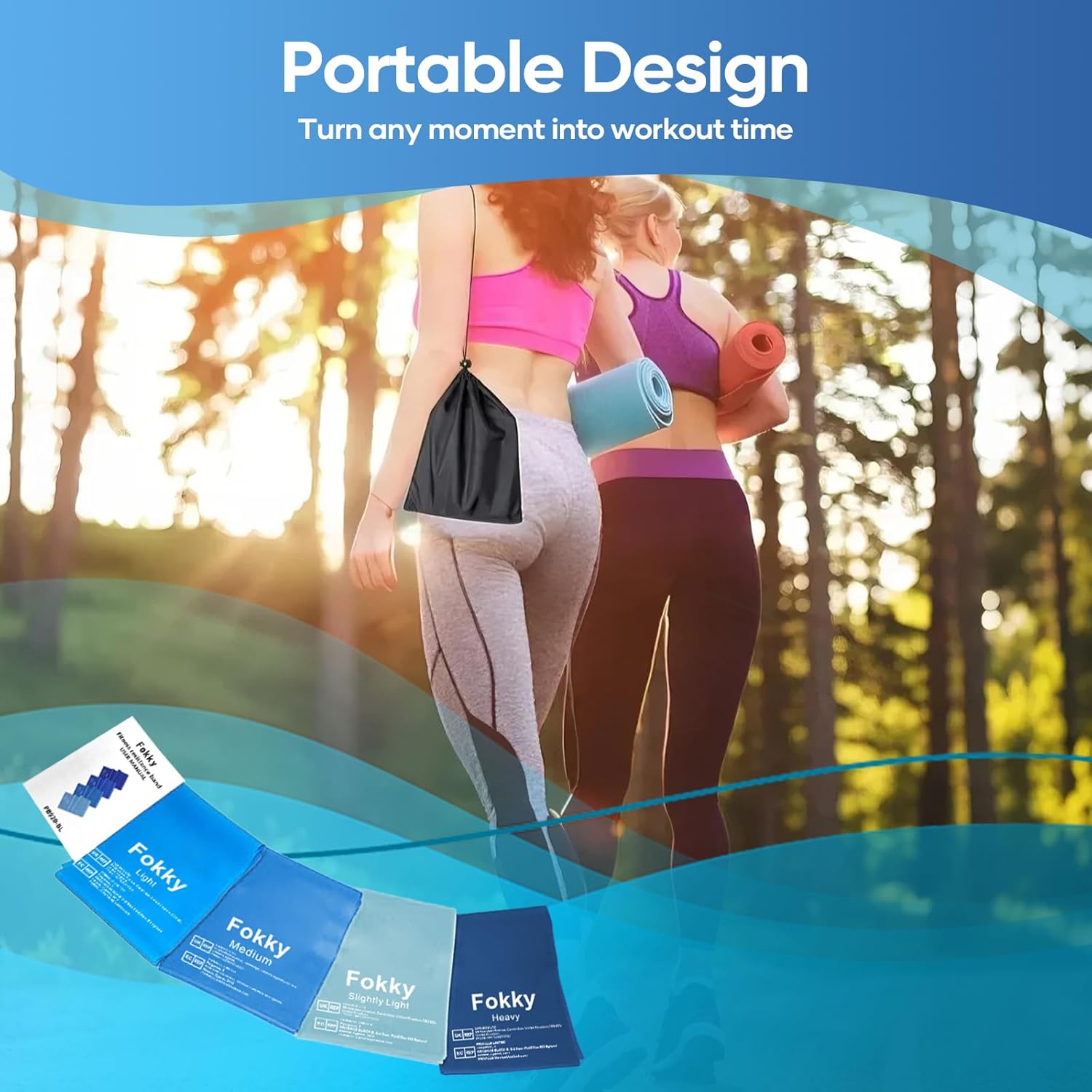 Thumbnail 6 de Fokky Fitnessbänder 4er-Set (2 m) mit 4 Widerstandsstufen – Resistance Bands für Muskelaufbau, Yoga & Pilates