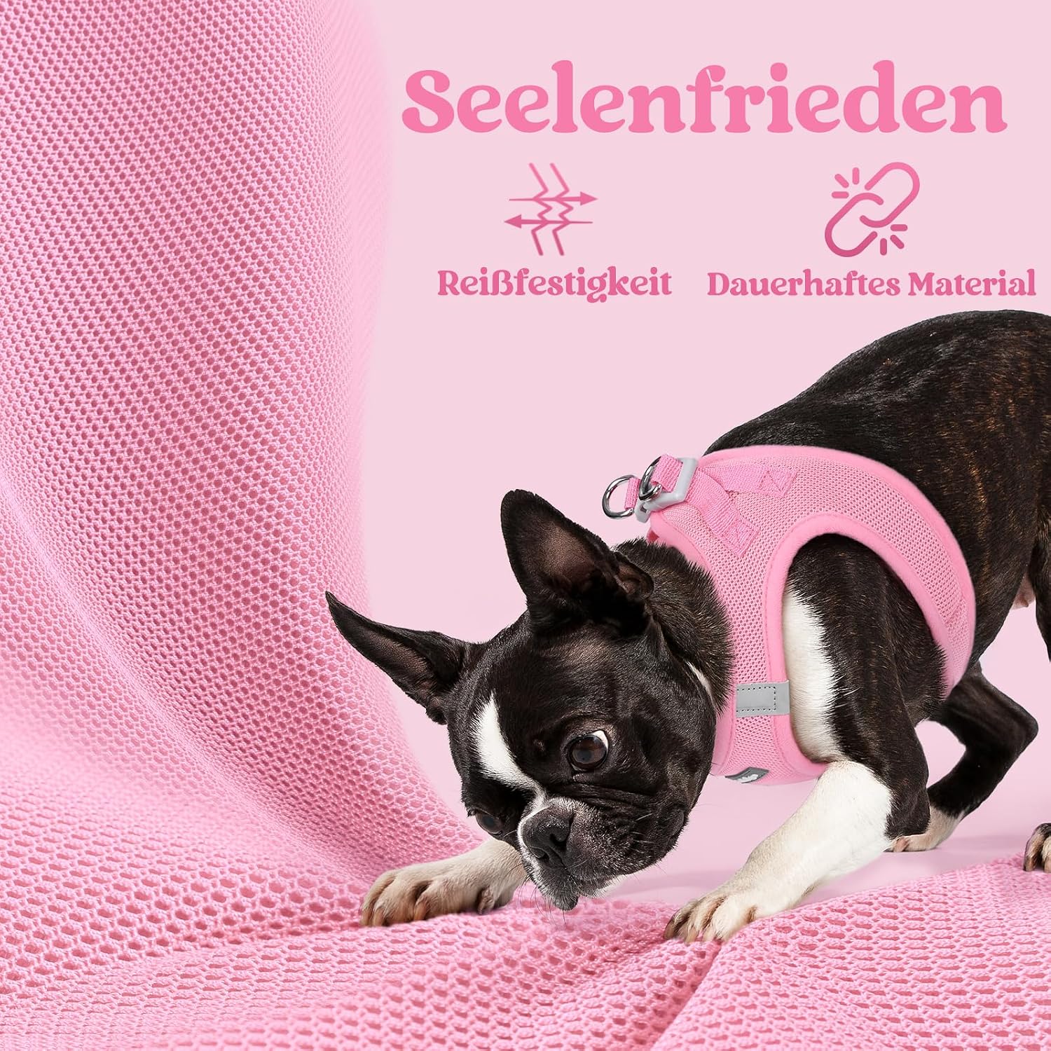 Thumbnail 6 de rabbitgoo Hundegeschirr für kleine Hunde (Step-in), weiches Mesh, reflektierend – Rosa, Größe XS