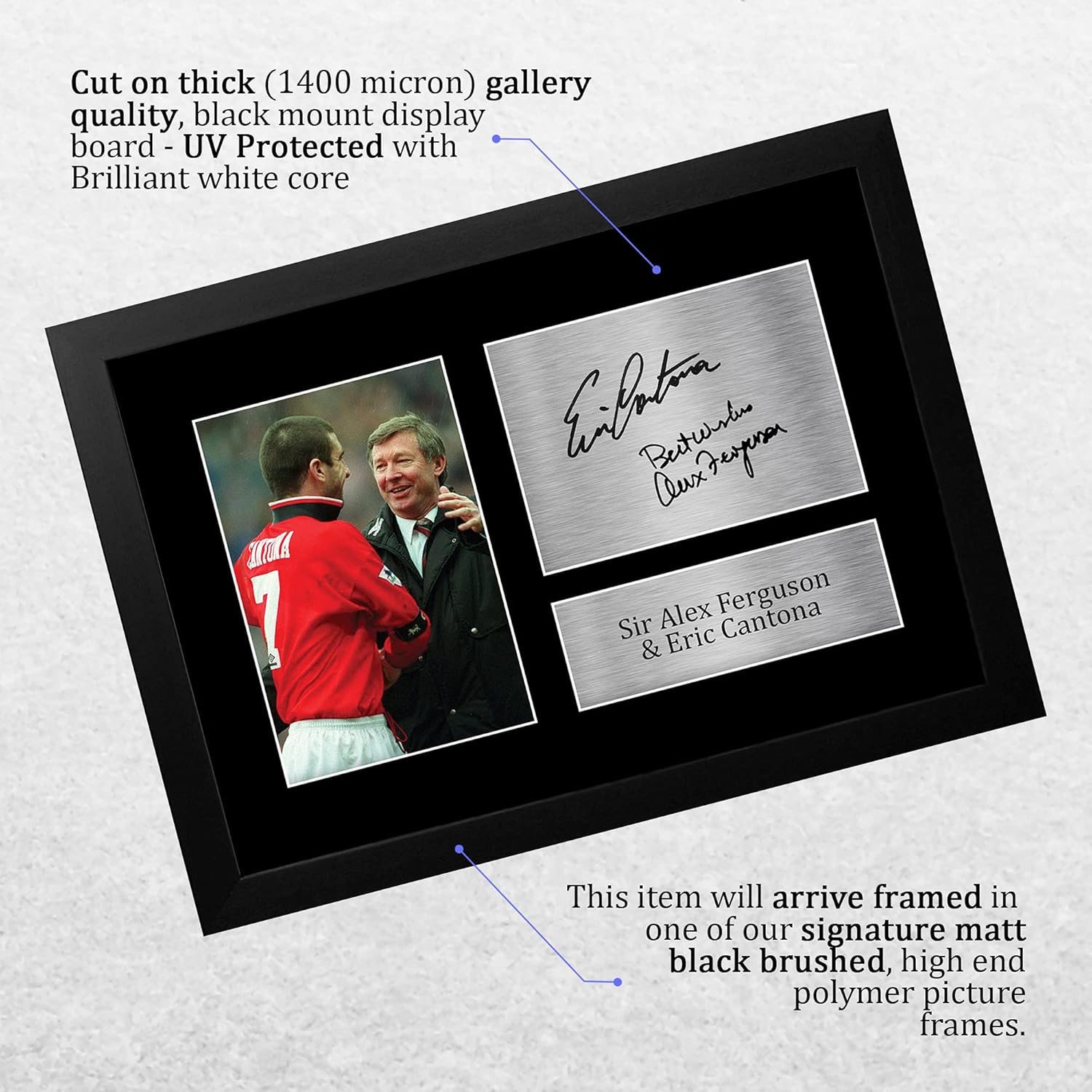 Thumbnail 2 de HWC Trading FR A4 Sir Alex Ferguson & Eric Cantona framed signed-style autograph picture (A4)