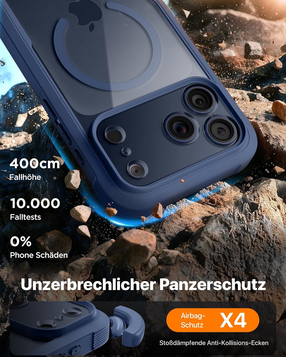 Thumbnail 2 de Diaclara Hülle für iPhone 17 Pro MagSafe – Militärschutz 360° Vollschutz mit Display- & Kameraschutz, Blau
