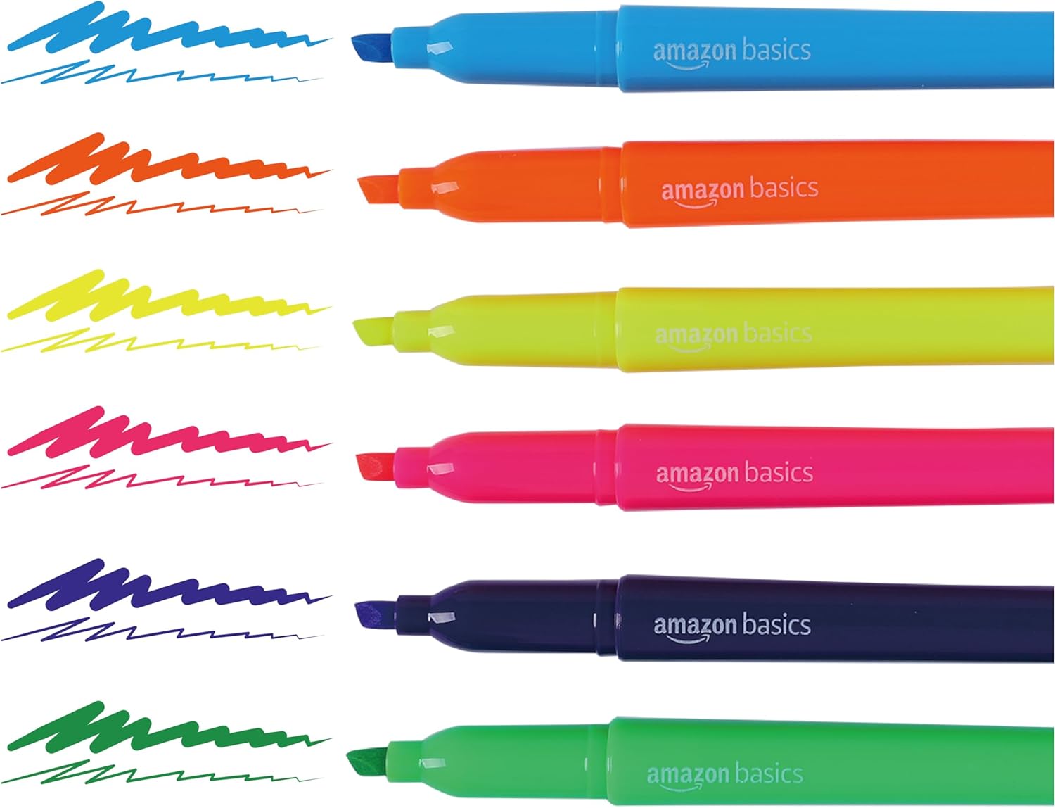 Thumbnail 5 de Amazon Basics – Confezione da 24 Evidenziatori con 6 Colori Fluo Assortiti, Punta a Scalpello Robusta
