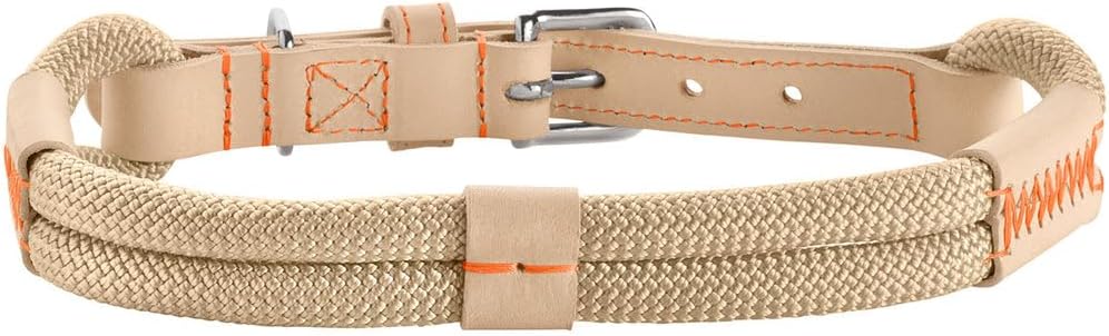 Detalle 2 de HUNTER Hundehalsband Malia apricot/Natur, aus Tau & Leder, Größe 65 (Made in Germany)