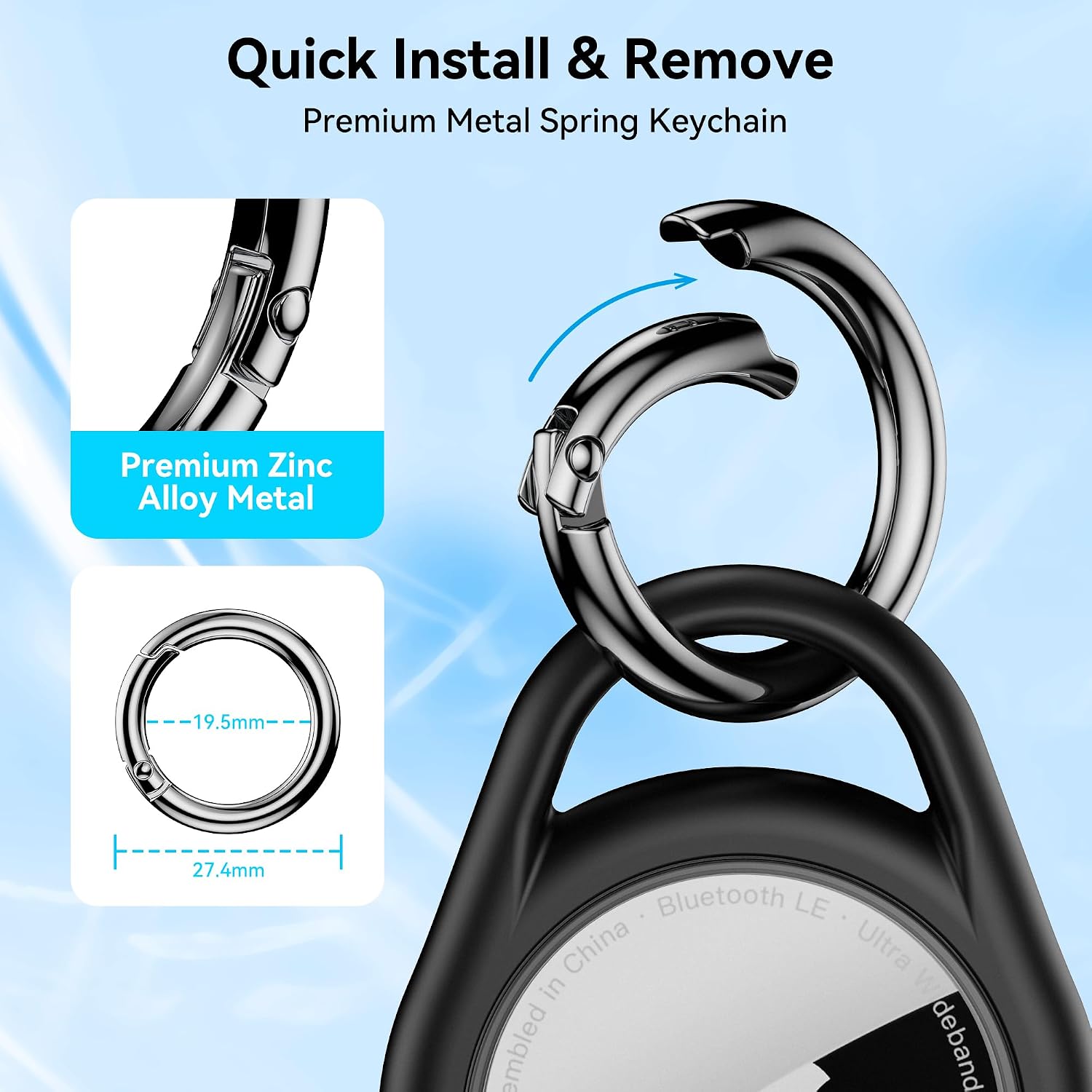 Thumbnail 6 de Citymore AirTag Holder with Keychain, Black 4-Piece TPU Case for 1st & 2nd Gen