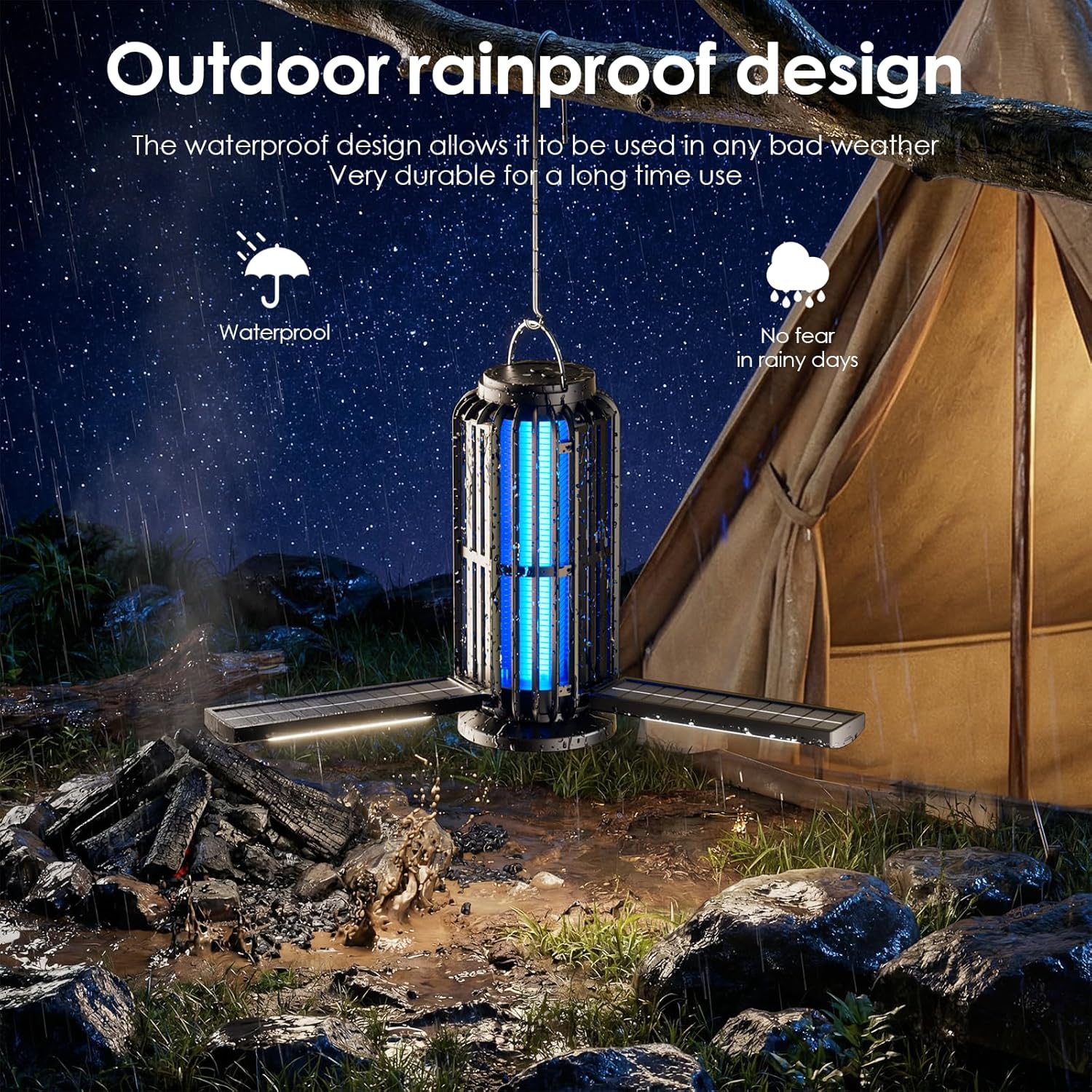 Thumbnail 6 de TYPEC 2 Pack Solar Bug Zapper with 3 Solar Panels and 4200V Mosquito Trap