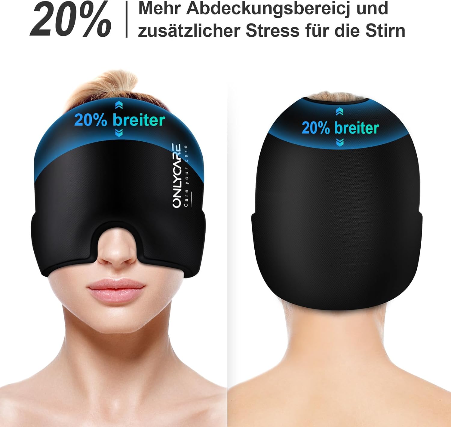 Detalle de ONLYCARE Masque Migraine Cap : bonnet froid en gel anti-migraine