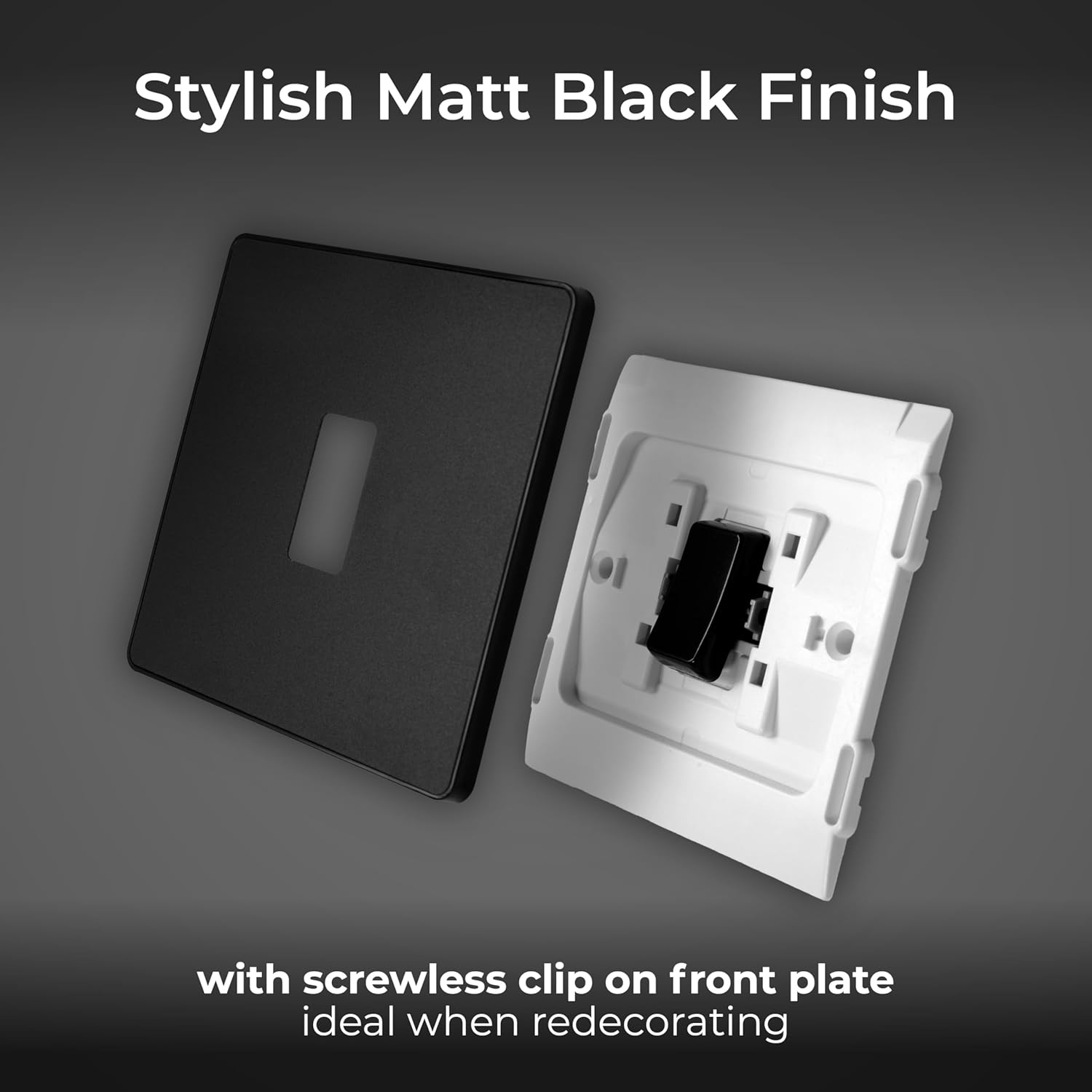 Thumbnail 1 de BG Electrical PCDMB12B: 2‑Way, Screwless Front Plate, Matt Black - Evolve Range