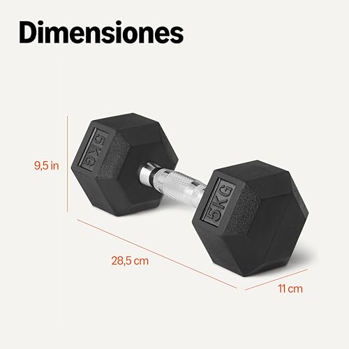 Thumbnail 4 de Amazon Basics Set de mancuernas hexagonales de 5 kg (par) con recubrimiento de goma