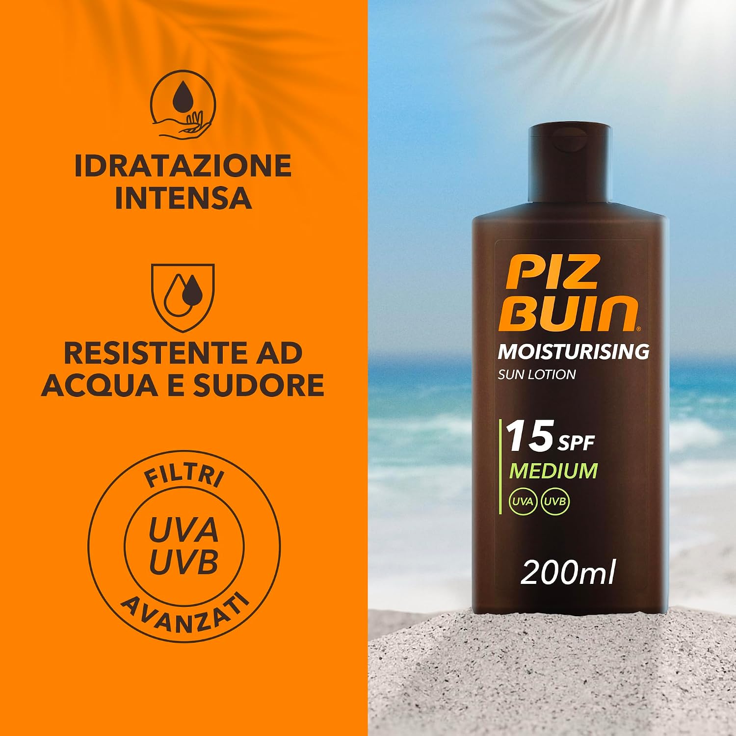 Thumbnail 1 de Piz Buin Moisturising Latte Solare SPF 15 (200 ml) – crema idratante con protezione UVA/UVB