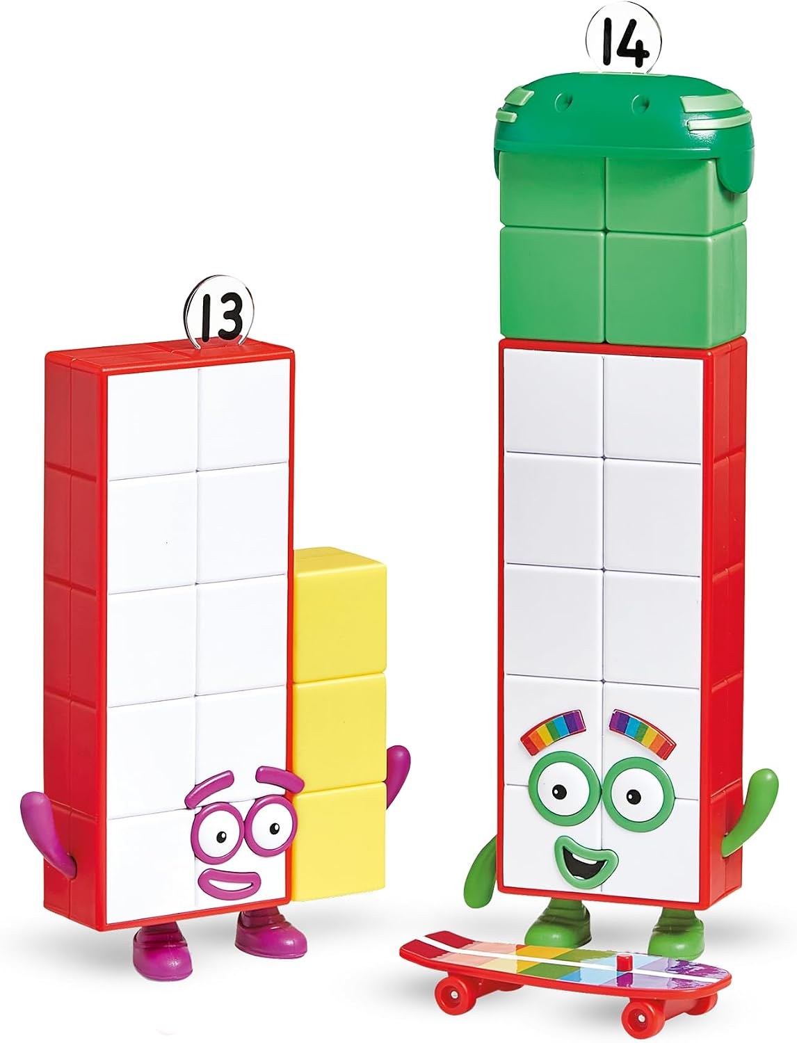 Detalle 1 de Learning Resources Numberblocks Tredici e Quattordici: Personaggi con skateboard (3+)