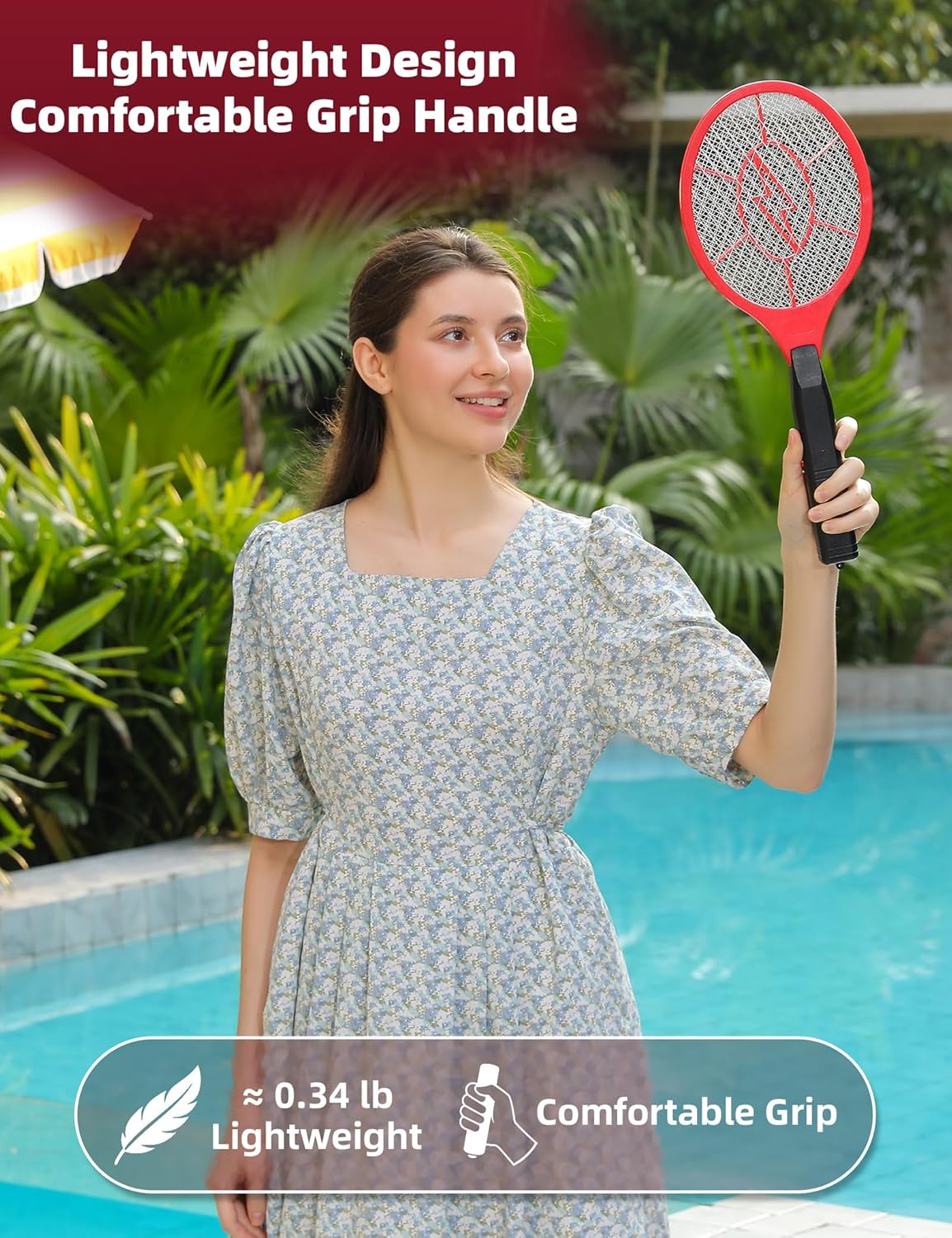 Detalle de Electric Fly Swatter 2 Pack (Red & Blue) — Battery Powered Bug Zapper Racket