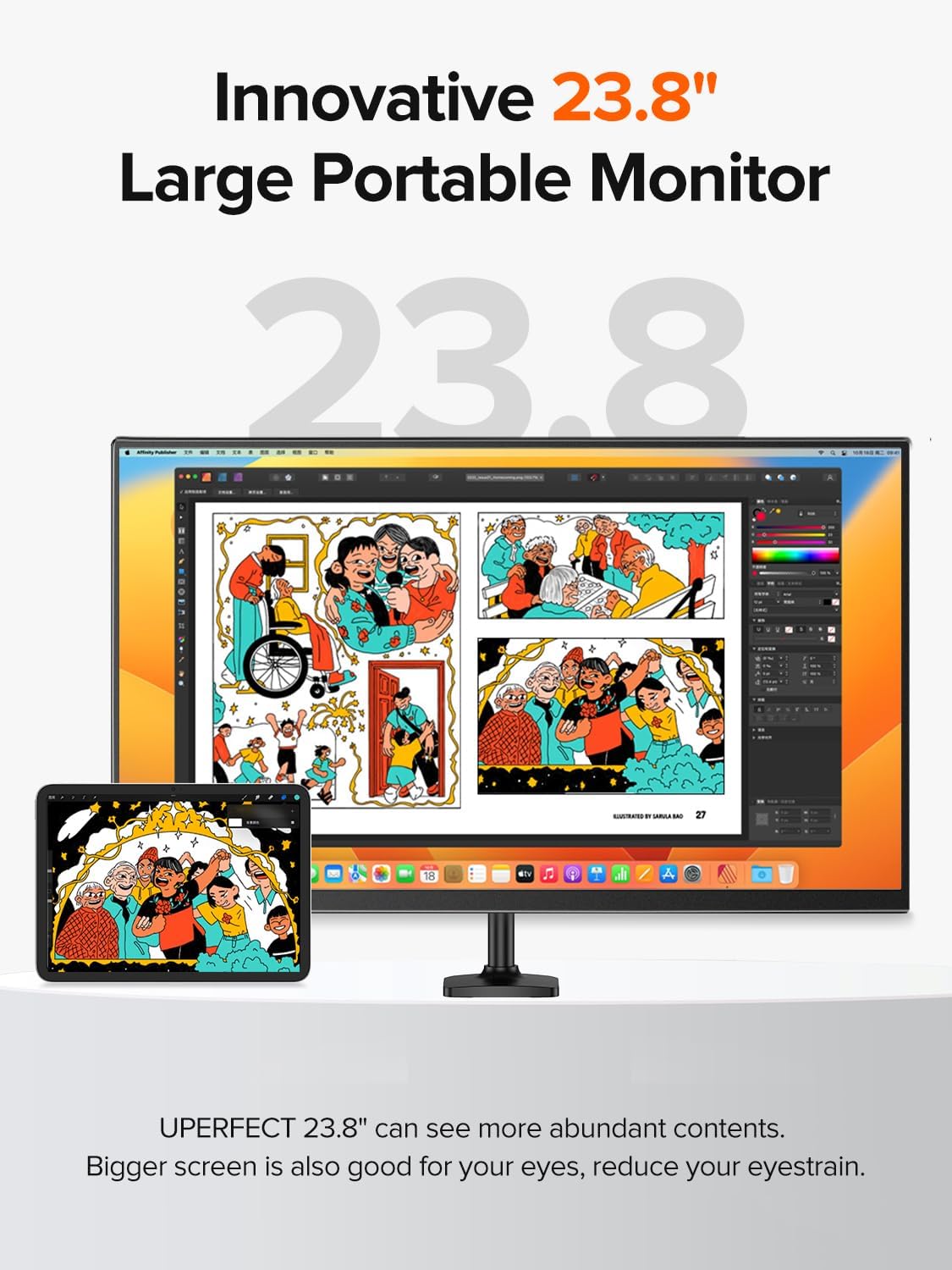 Thumbnail 6 de UPERFECT QLED 24" 120Hz Portable Monitor (1080P, 125% sRGB, 400 nits) with Stand & VESA