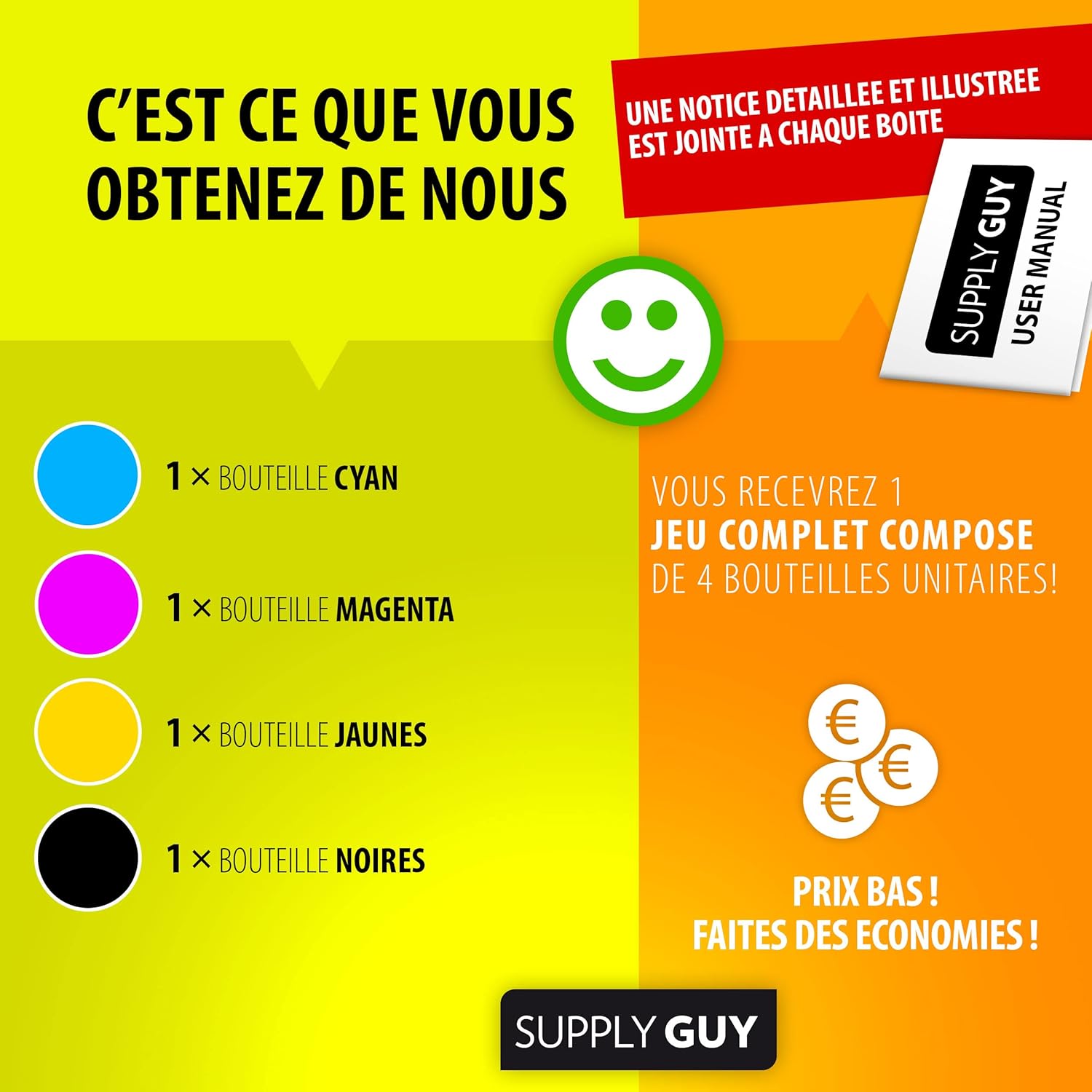 Thumbnail 2 de Supply Guy : encre compatibles Epson 102 pour EcoTank ET-4850, ET-2850, ET-2856 et autres (pack 4 bouteilles)