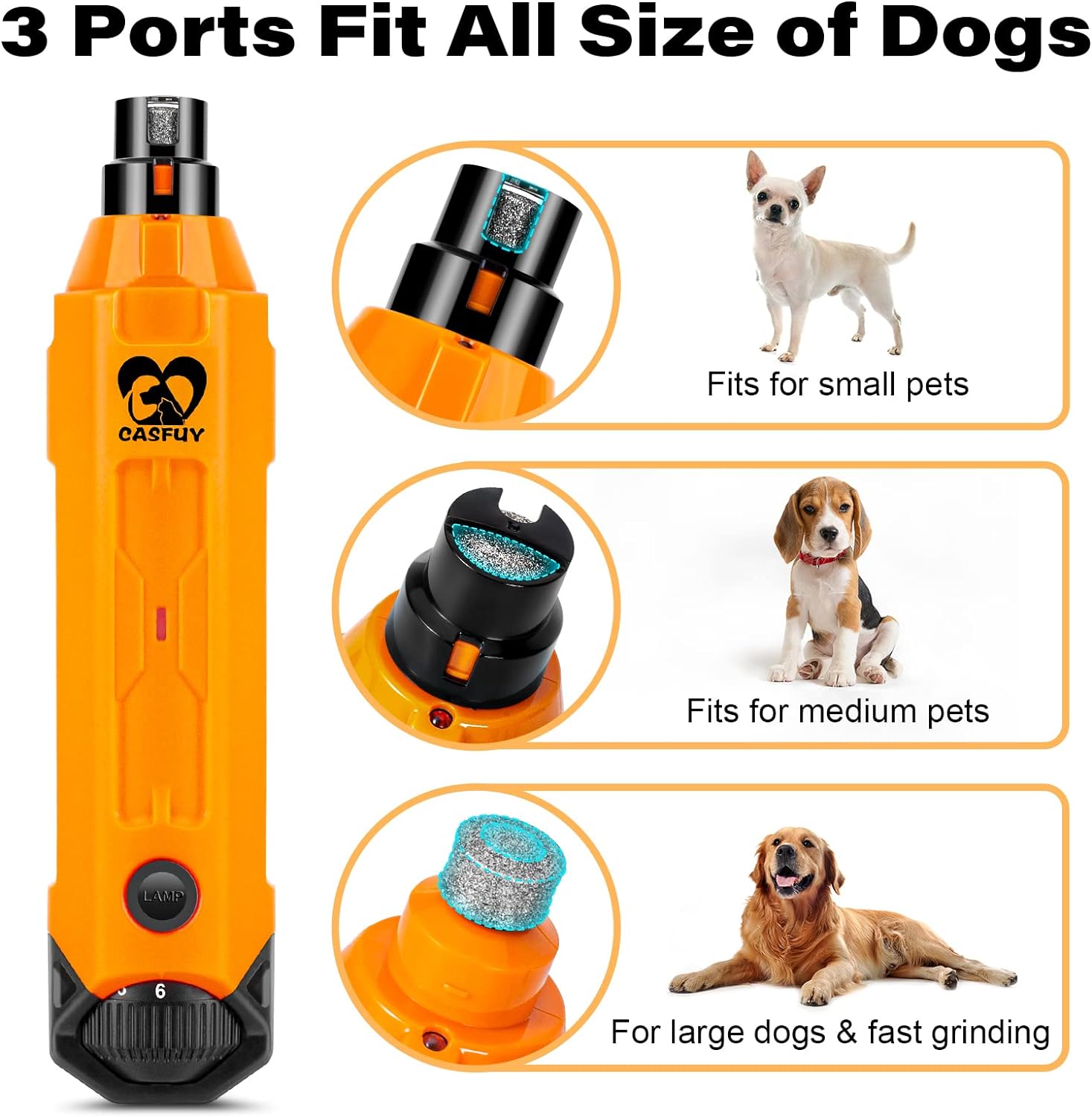 Thumbnail 4 de Casfuy 6-Speed Dog Nail Grinder –Newest Enhanced, Ultra-Quiet, Rechargeable Electric Nail Trimmer