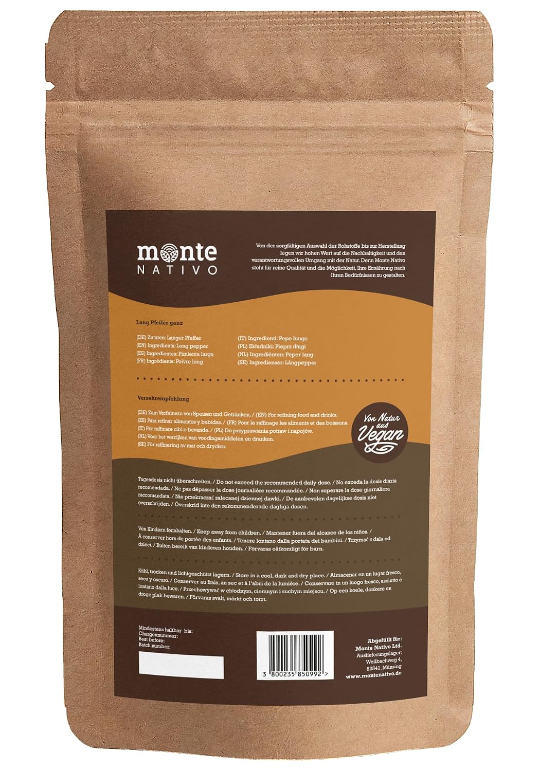 Detalle de Long Pepper Pfefferkörner lang „Monte Nativo“ (250 g) – zum Kochen & Würzen