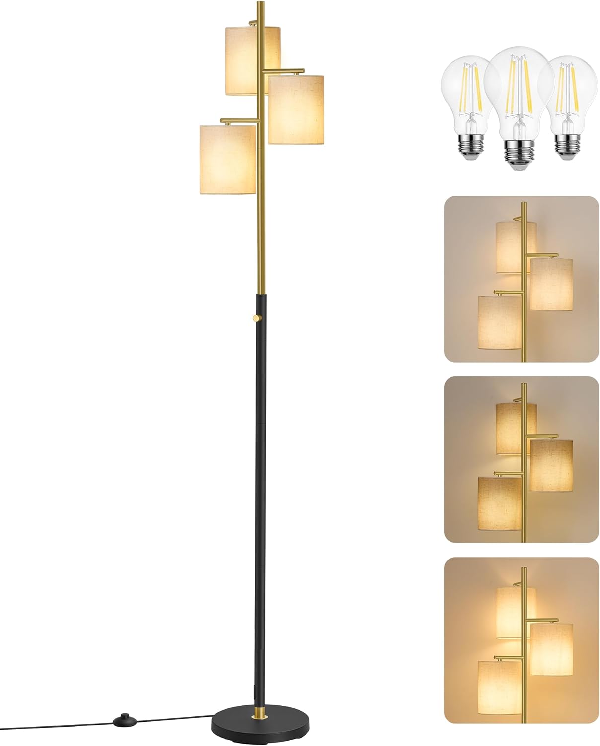 Thumbnail 6 de VASAGLE Arc Floor Lamp LFL006BD03 – Adjustable 150–175 cm with Fabric Shade and E27 Socket