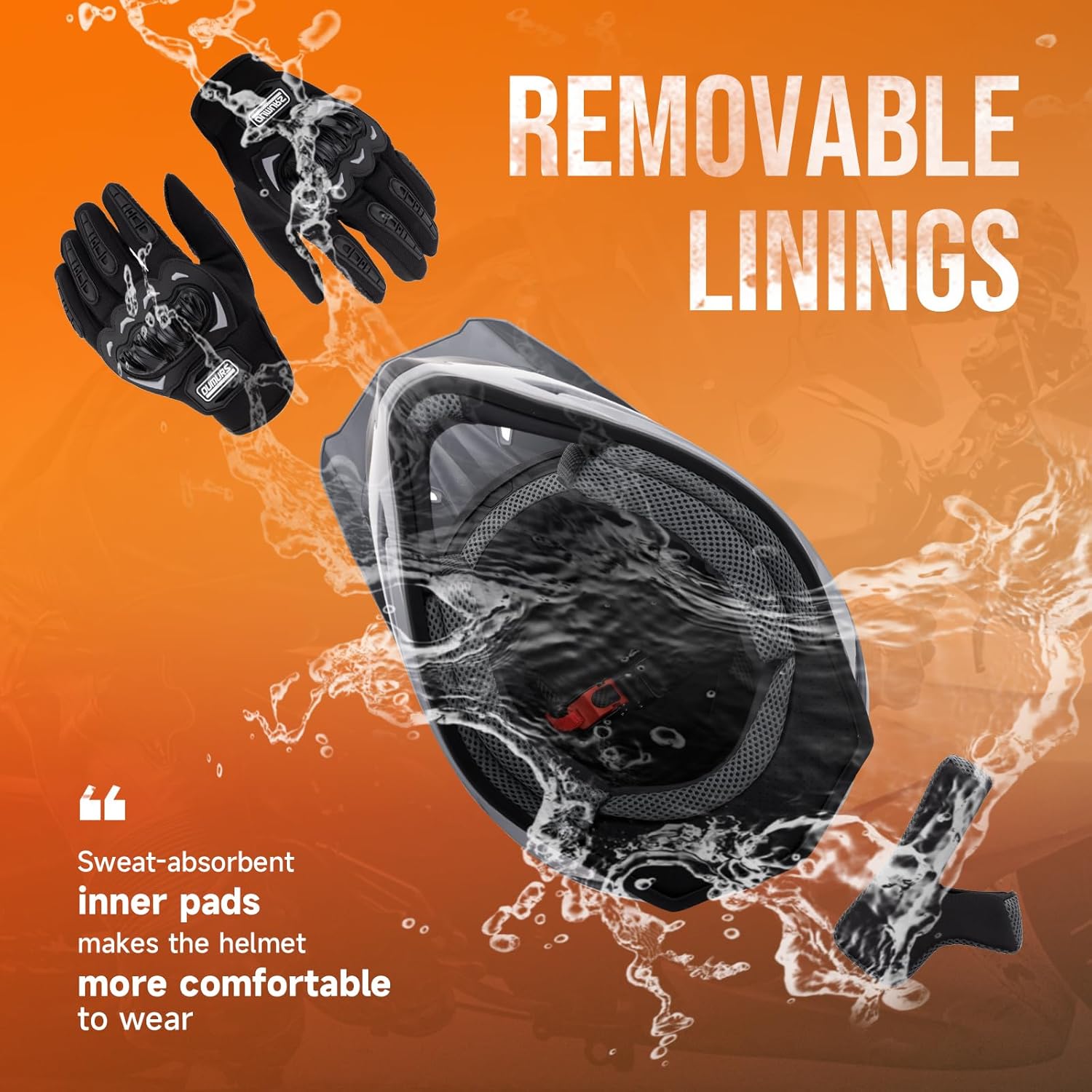 Thumbnail 3 de OUMURS Adult ATV Dirt Bike Helmet with Goggles, Gloves & Mask – Gray, XXL