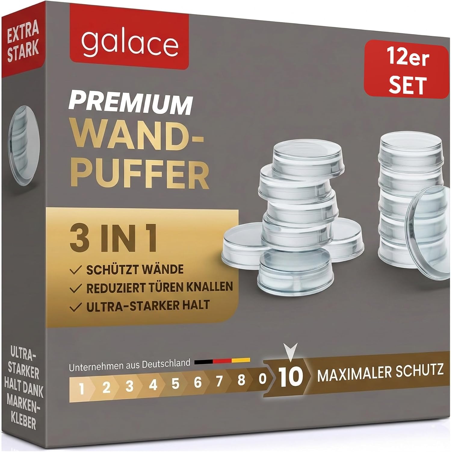 GALACE Fermaporta Adesivo da Muro Bianco – 12 pezzi, 20 mm: protezione muro, paracolpi e fermaporta