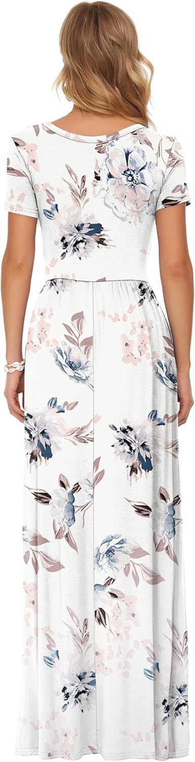 Thumbnail 3 de AUSELILY Damen Kurzarm Sommer-Maxikleid mit Taschen – casual bis lang & bequem