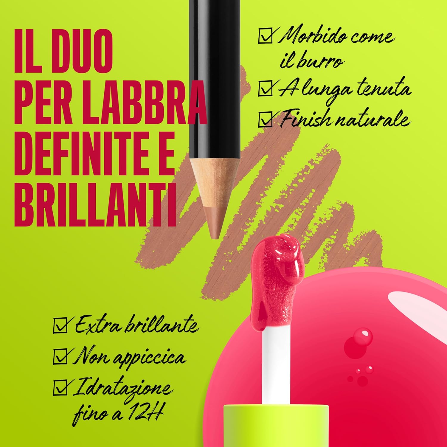 Detalle de NYX Professional Makeup Kit Labbra Slim Lip + Fat Oil Lip Drip Natural