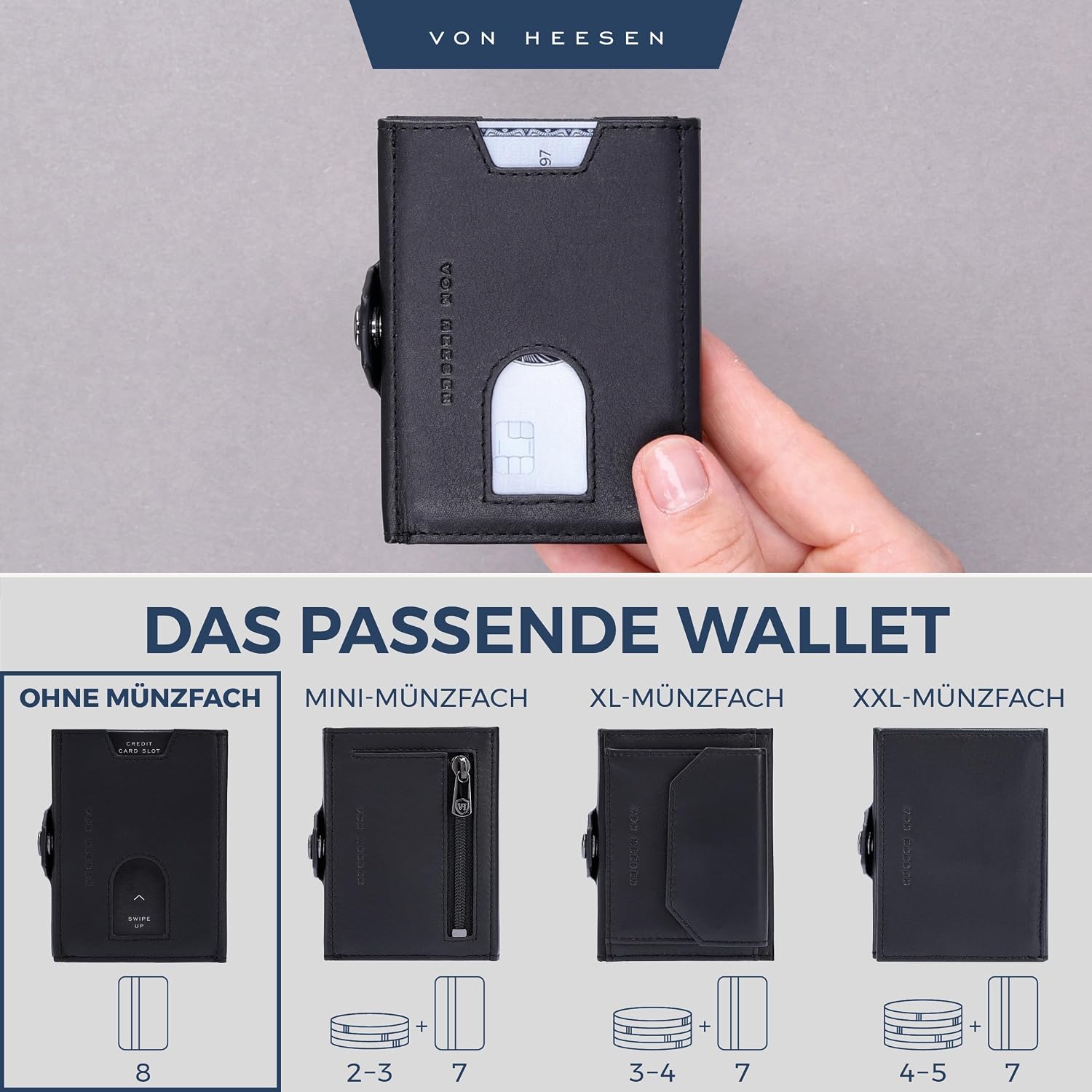 Thumbnail 5 de VON HEESEN Slim Wallet RFID Schutz 8 Karten
