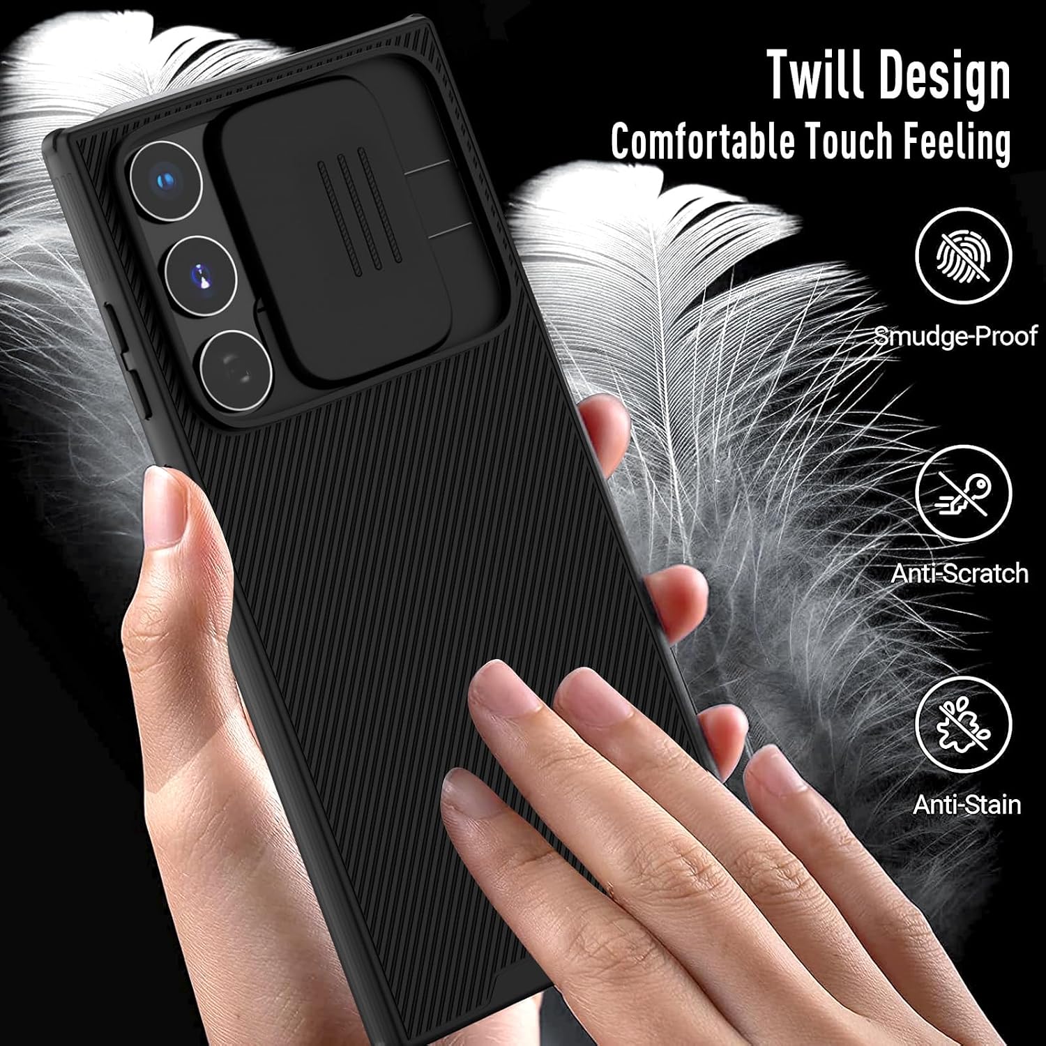 Detalle de XTCASE Cover scorrevole per Samsung Galaxy S25 Ultra 5G con protezione fotocamera, rigida antiurto e anti-graffio, nera