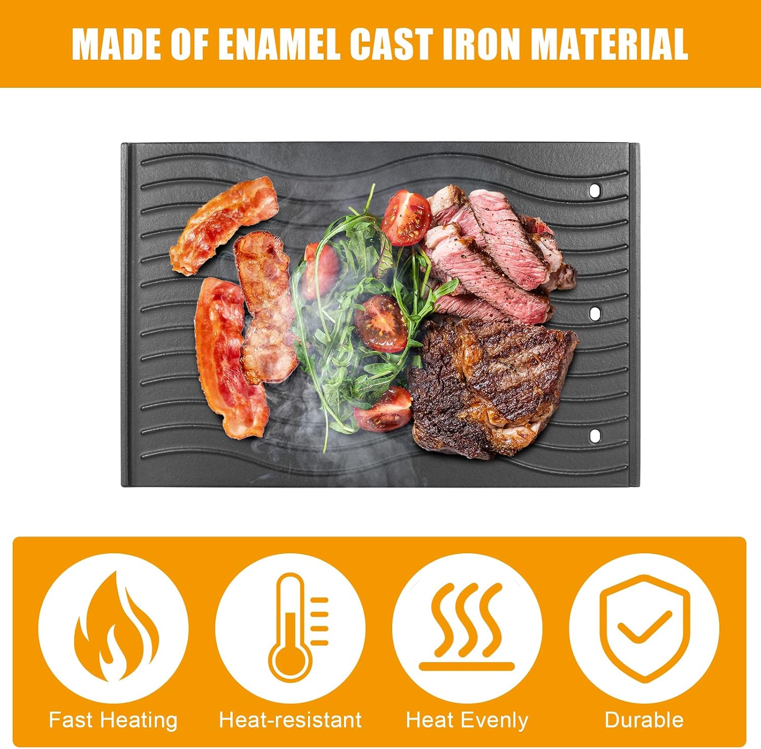 Detalle de Full-Size Griddle Inserts with Handles for Weber Spirit 200/Spirit II 200 Series Grills