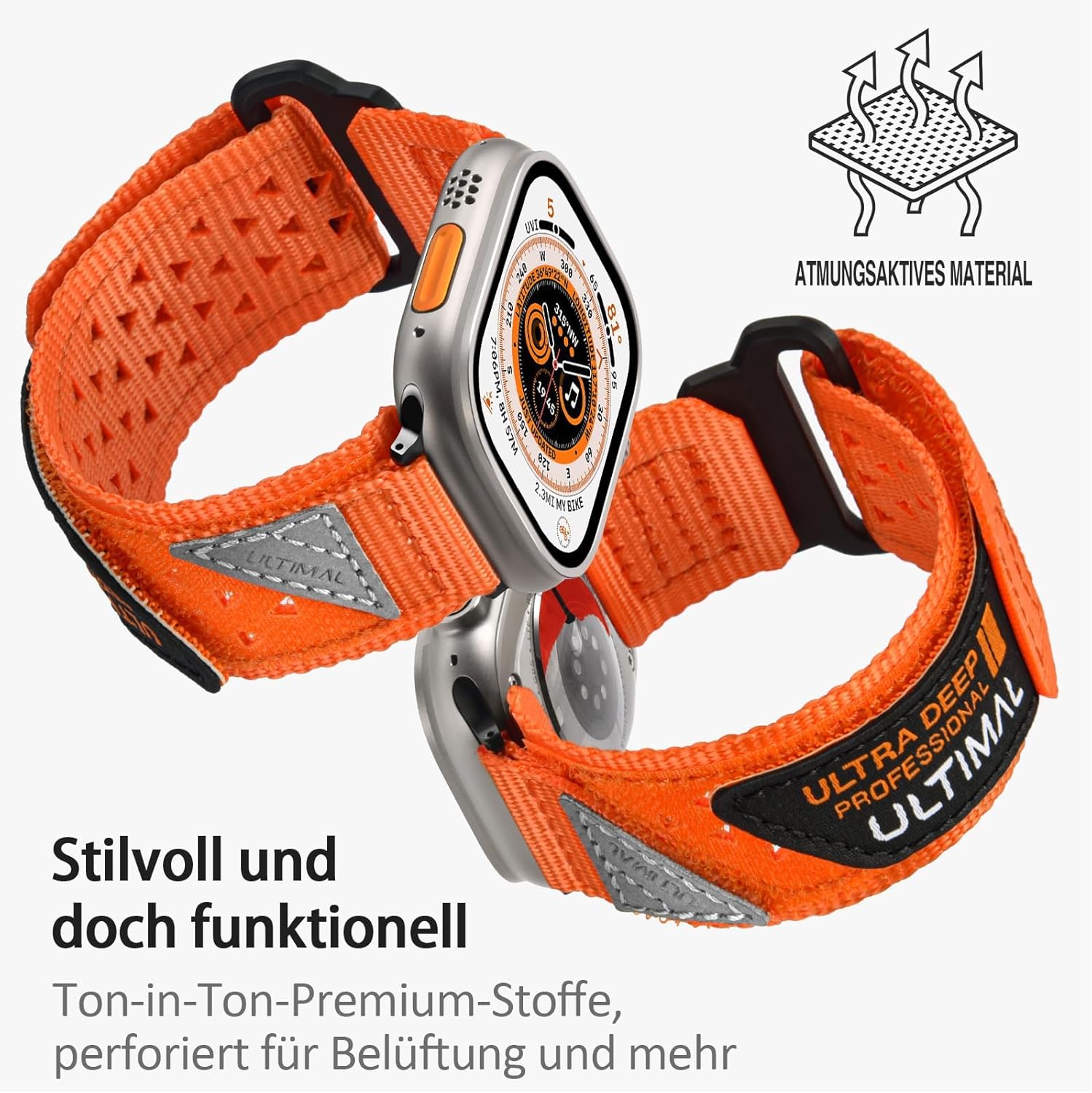 Thumbnail 3 de ULTIMAL Bracelet pour Apple Watch – Bracelet sport en nylon respirant et confortable