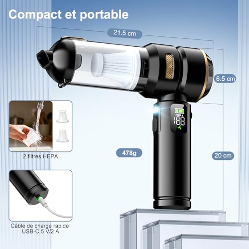 Thumbnail 7 de Aspirateur Voiture Aurvite 4 en 1 sans fil — Puissance 32 000 Pa, LCD et 3 vitesses