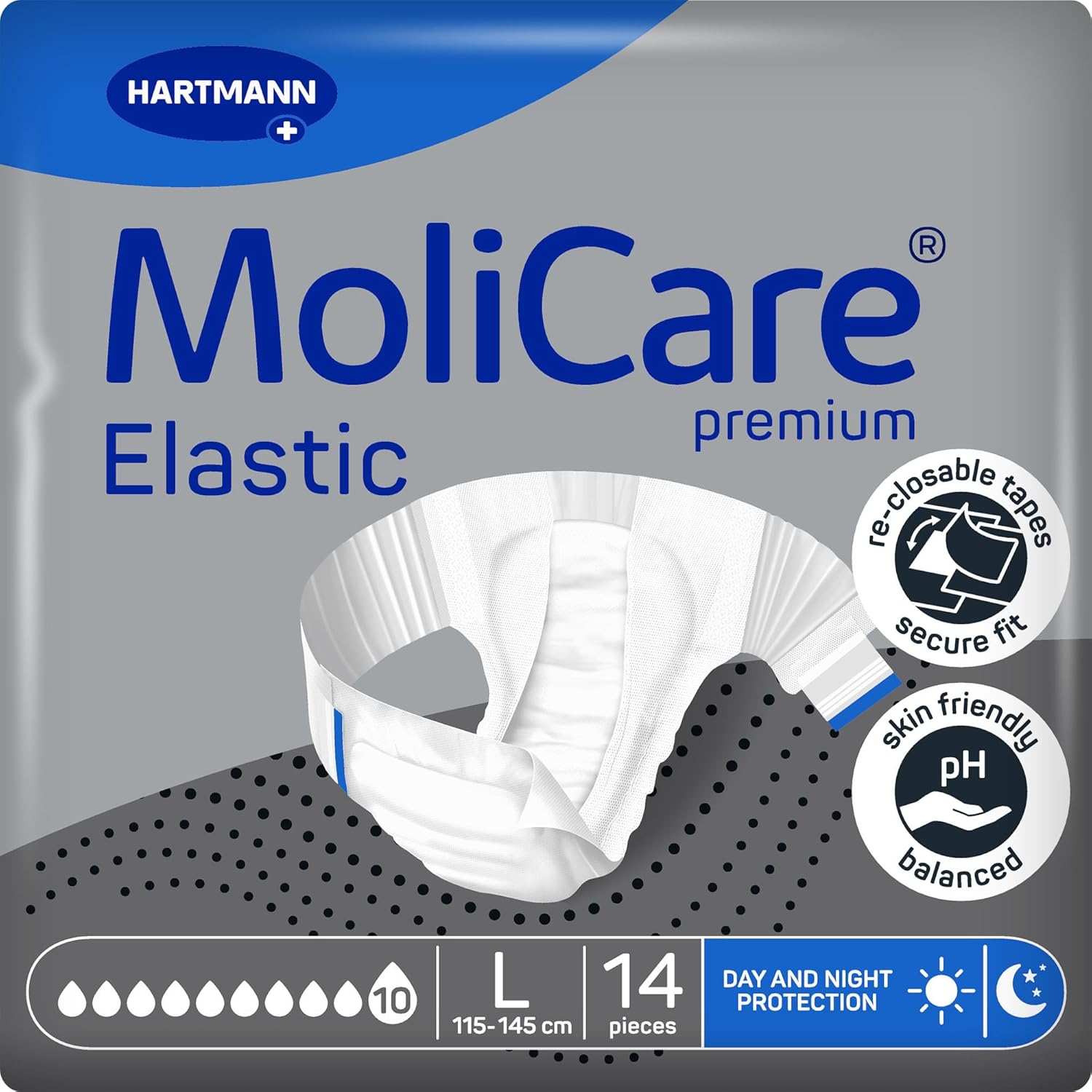 Thumbnail 6 de MoliCare Premium Elastic Adult Nappies – 10 Drops, XL, Pack of 14