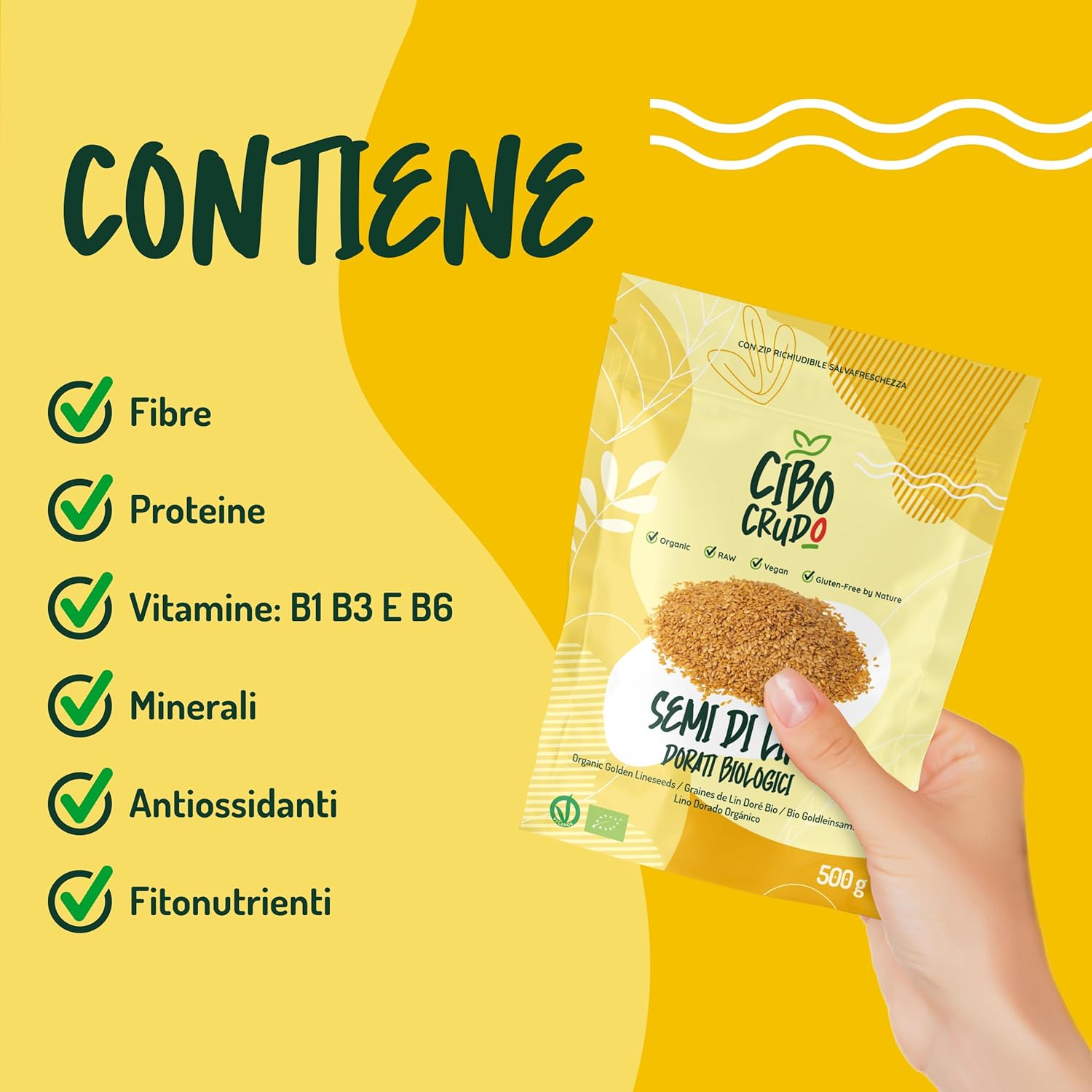 Thumbnail 3 de Semi di Lino Dorati Biologici CIBO CRUDO crudi e vegani da 500g