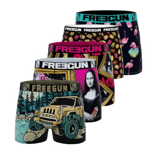 Detalle 2 de FREEGUN Boxer Caleçon Enfant Sport – Lot de 5 Bleu MLT (12/14 Ans)