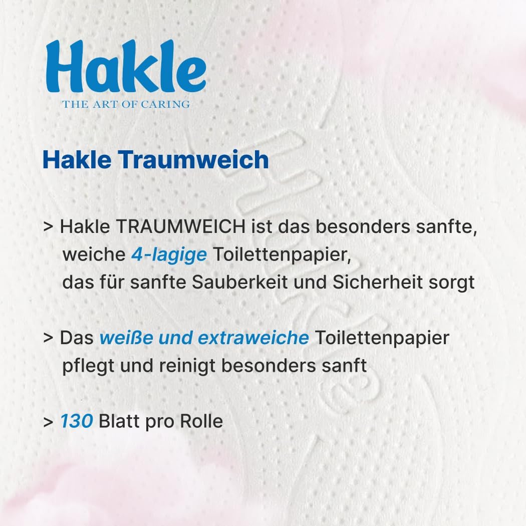 Detalle de Hakle Traumweich Toilettenpapier – 72 Rollen, 4-lagig, 130 Blatt pro Rolle, Duftfrei