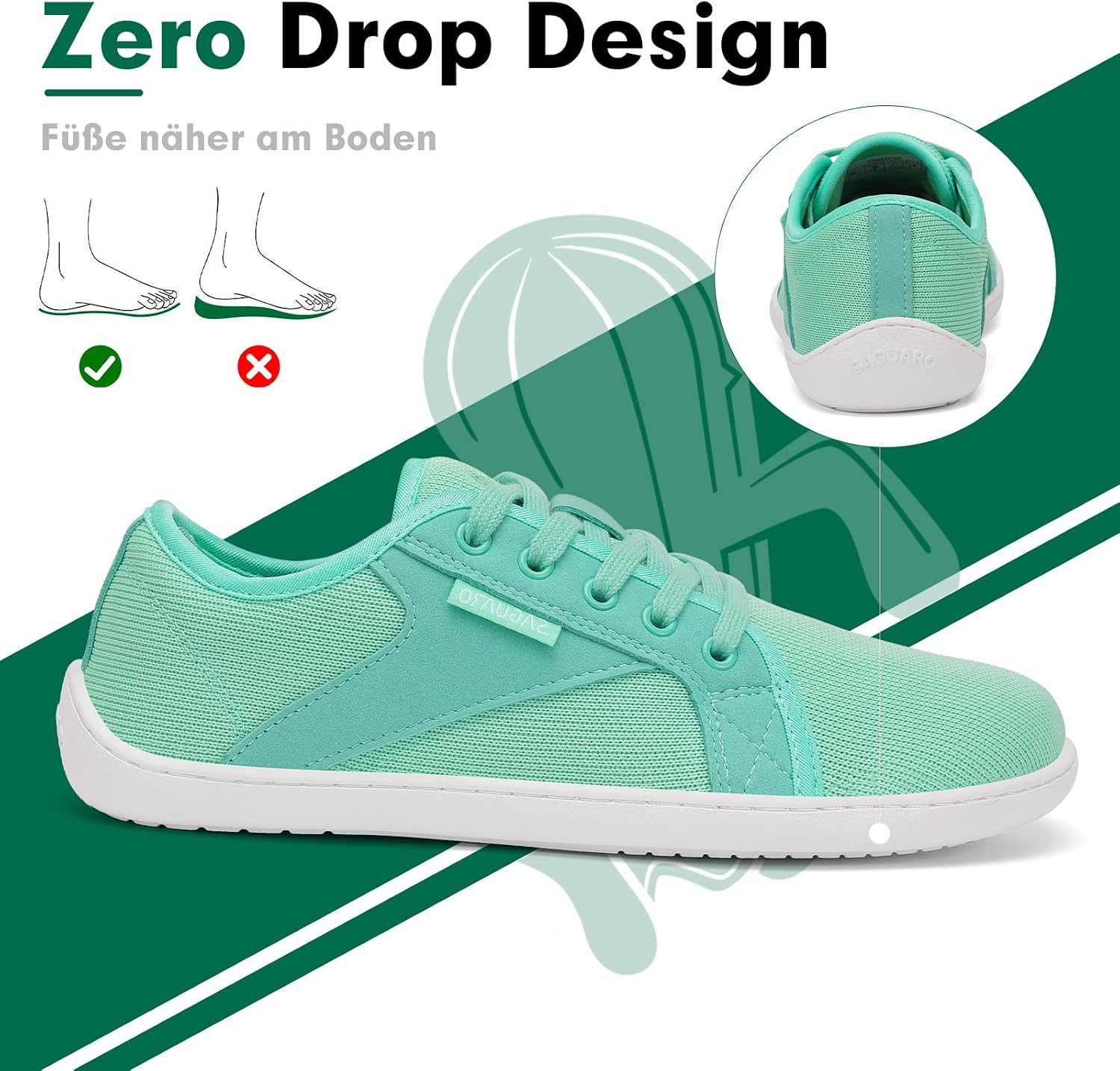 Detalle de SAGUARO Unisex Barfußschuhe aus Strick mit breiter Zehenbox und Zero-Drop Sohle „Luck I“