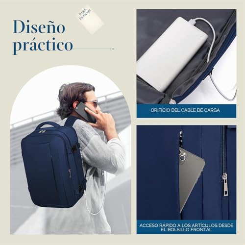 Detalle de Lossga Mochila de Cabina 40x30x20 cm para Ryanair y más: comodidad, organización y apertura a 180°