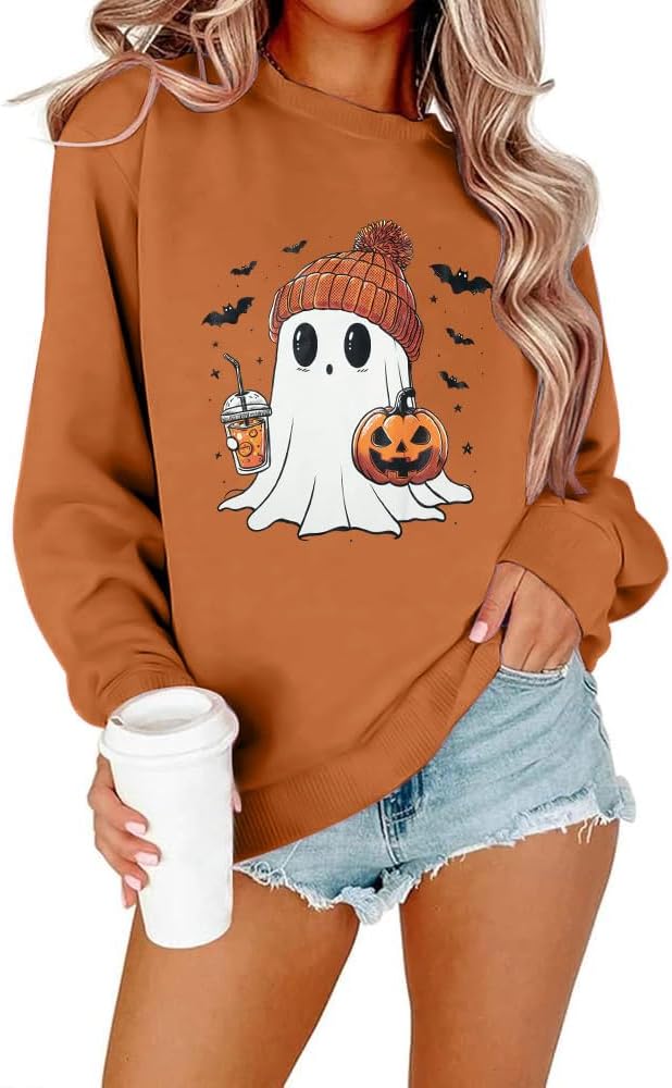 Detalle de DUTUT Salem Massachusetts Oversized Women's Halloween Sweatshirt, Embroidered Crewneck