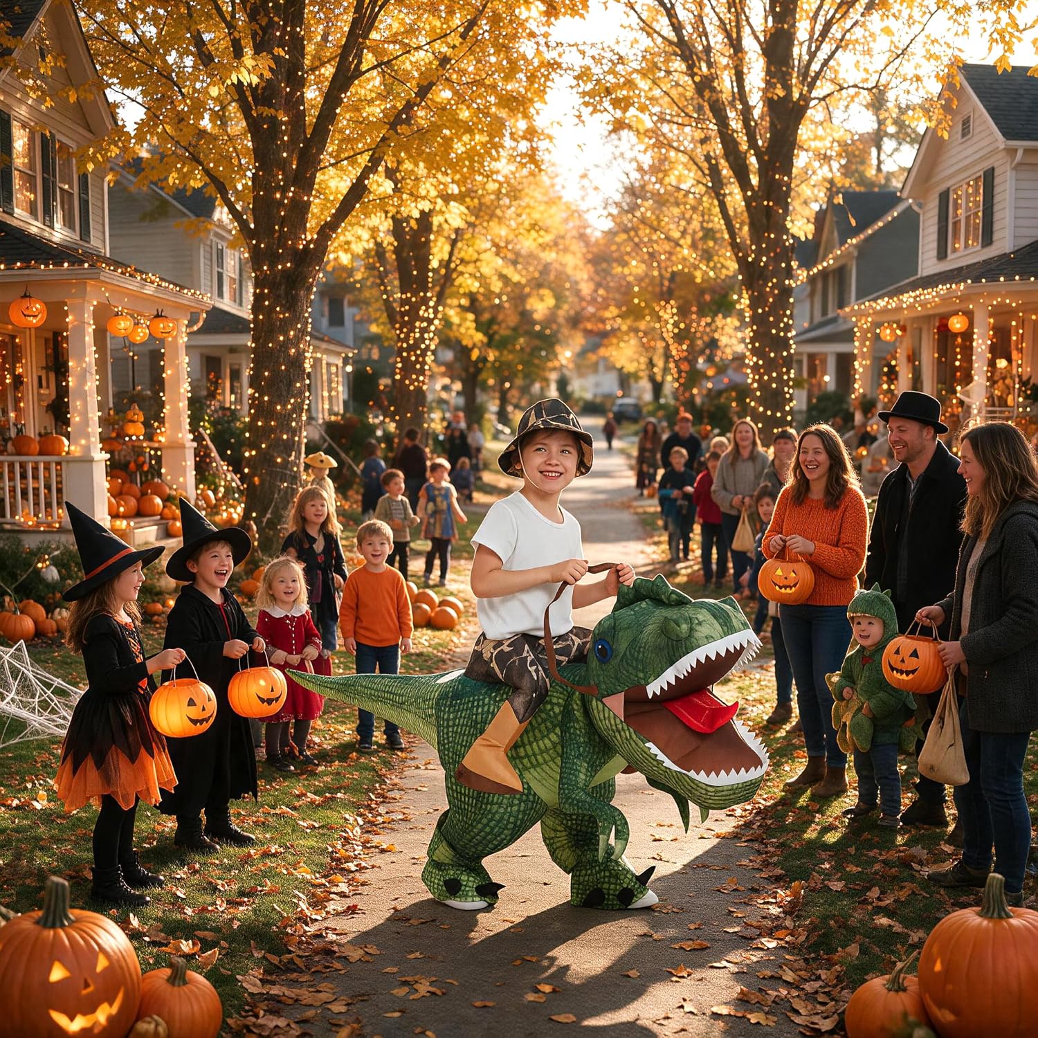 Detalle 2 de One Casa Inflatable T. rex Costume for Kids with Fan and Polyester Suit