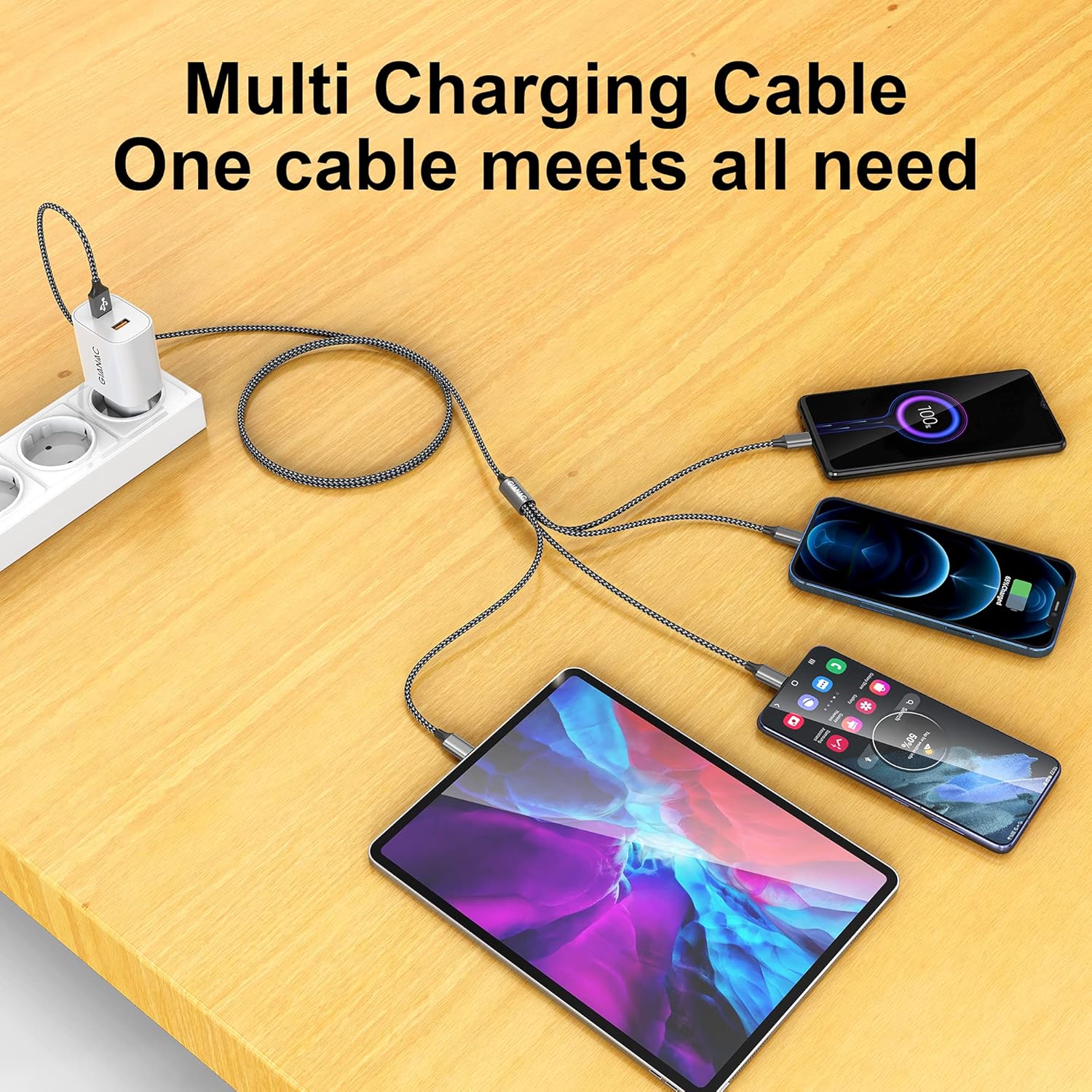 Detalle 1 de Multi Charger Cable 4 in 1 1.2m Grey