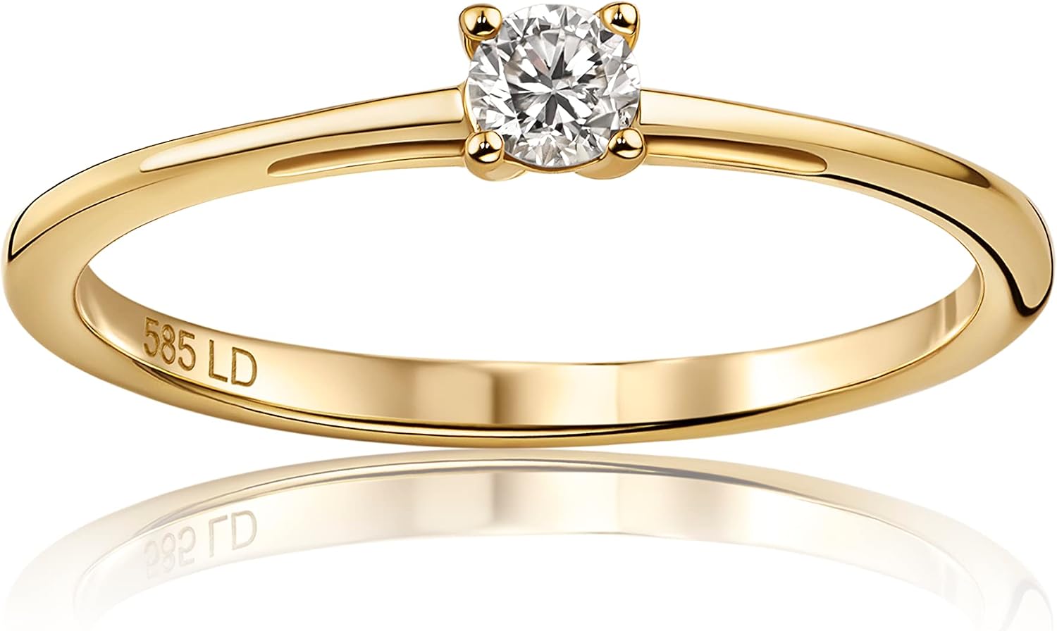Detalle de MIORE Anelli Donna: Anello di Fidanzamento 4 Griffe in Oro 14K con Diamante Solitario da 0,10 ct